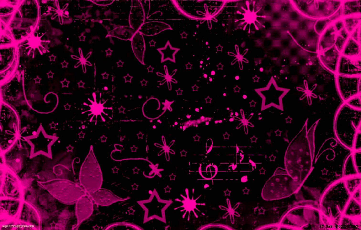 Neon Pink Graphics In Dark Background Wallpaper