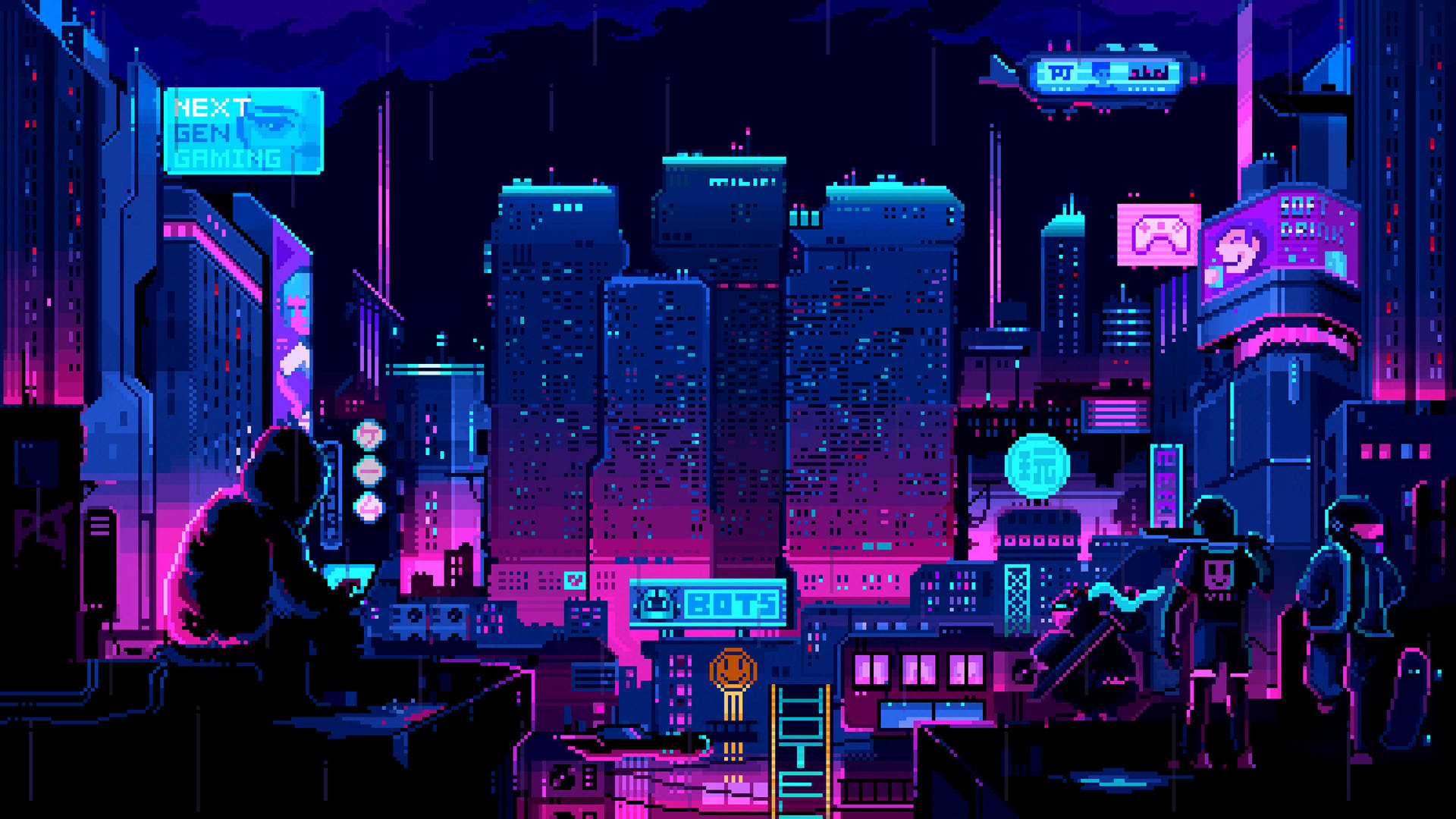 “Neon Pixel City - Illuminating the Design" Wallpaper