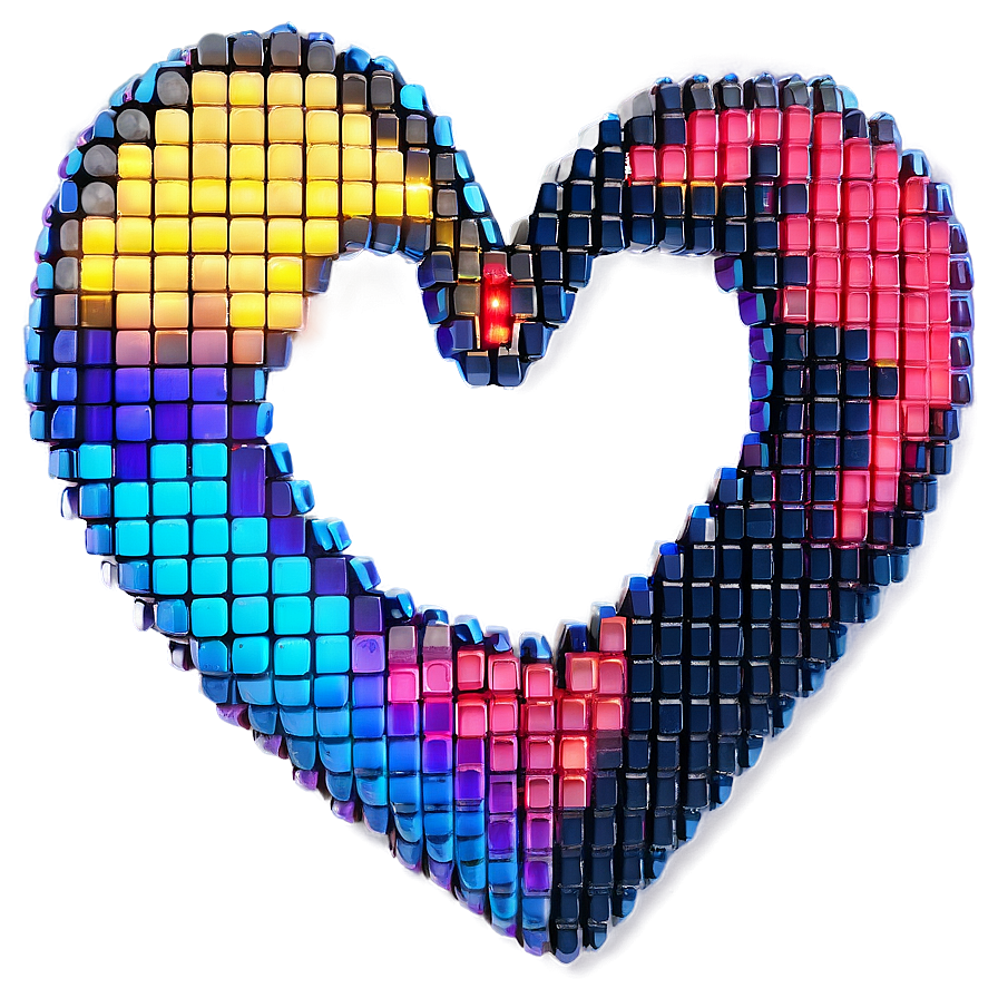 Neon Pixel Heart Png 05252024 PNG