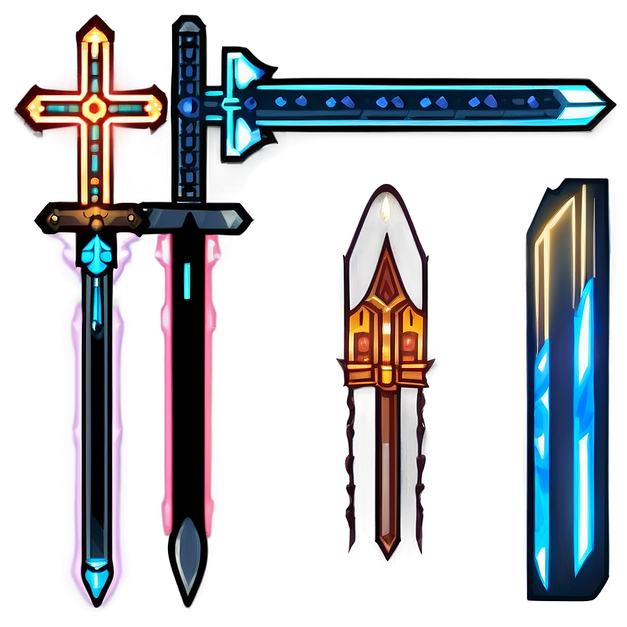 Neon Pixelated Sword Png Vbg95 PNG