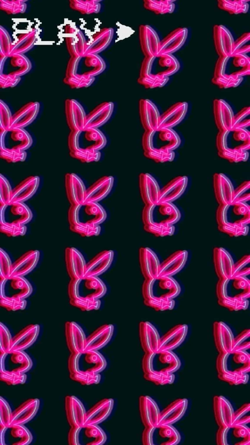 Neon Play Bunny Pattern Wallpaper