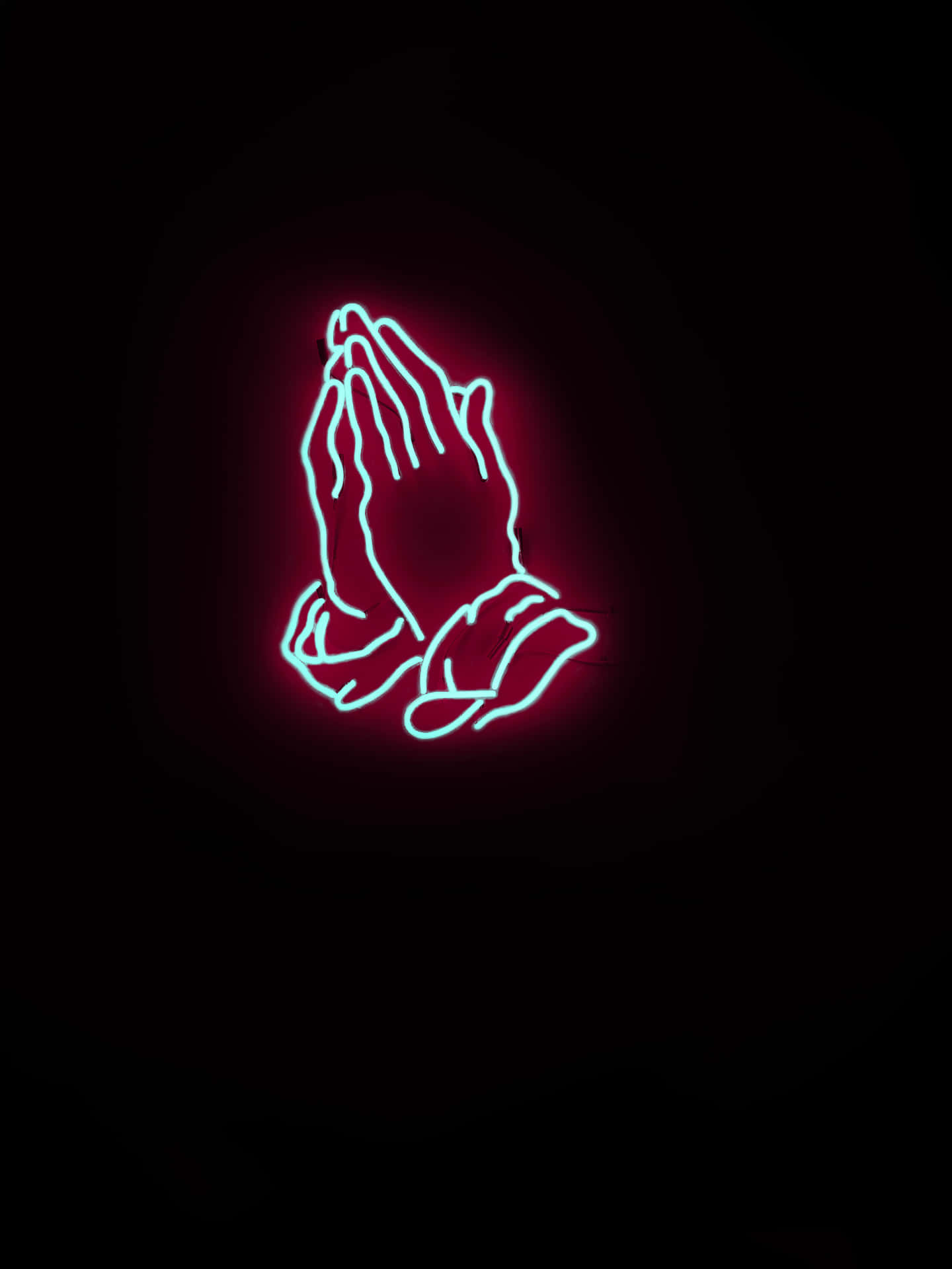 Neon Praying Hands Logo Wallpaper
