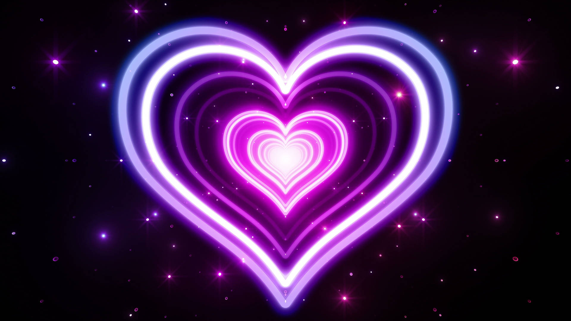 A Heart Shaped Neon Light On A Black Background Wallpaper