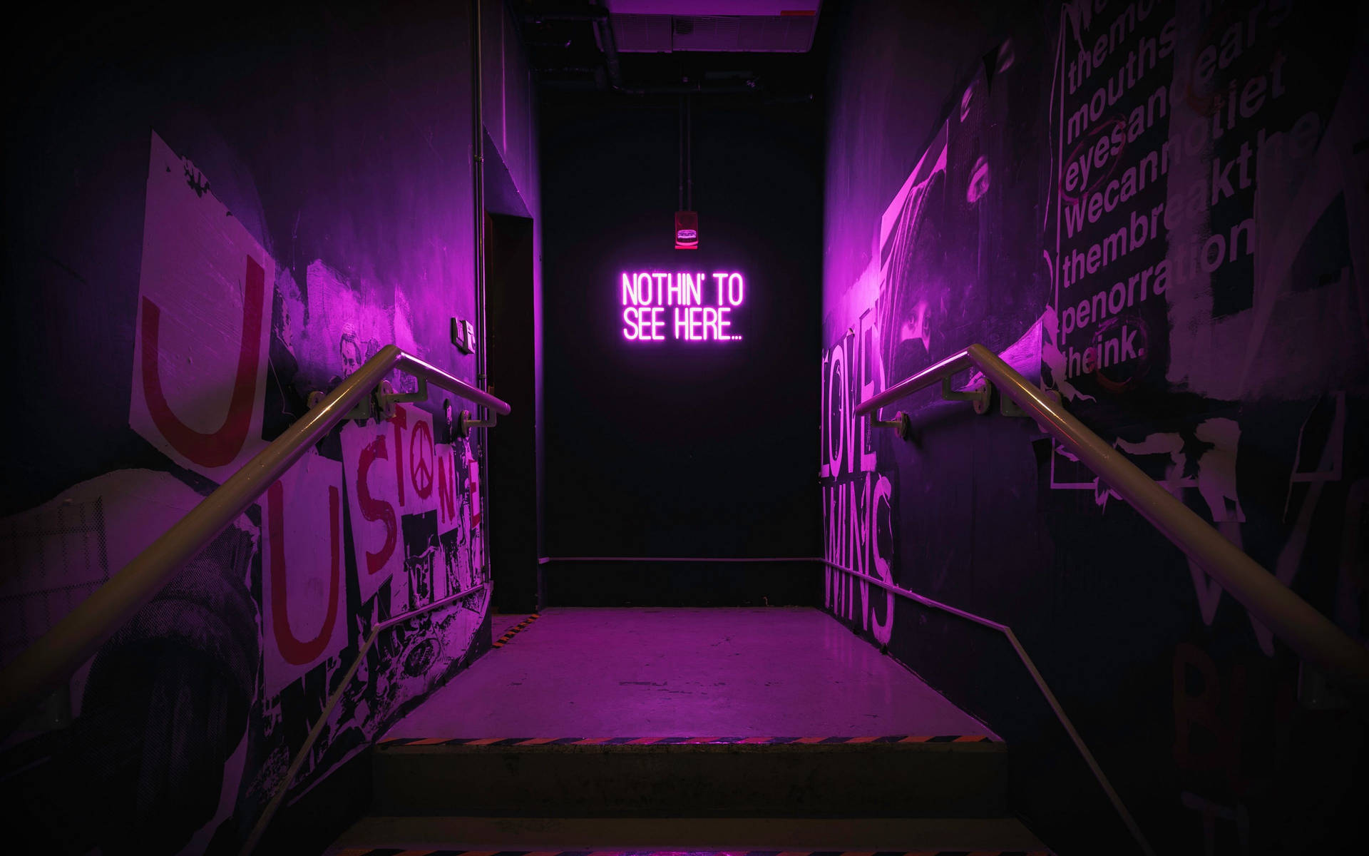 Neon Purple 4k Stairs See Wallpaper