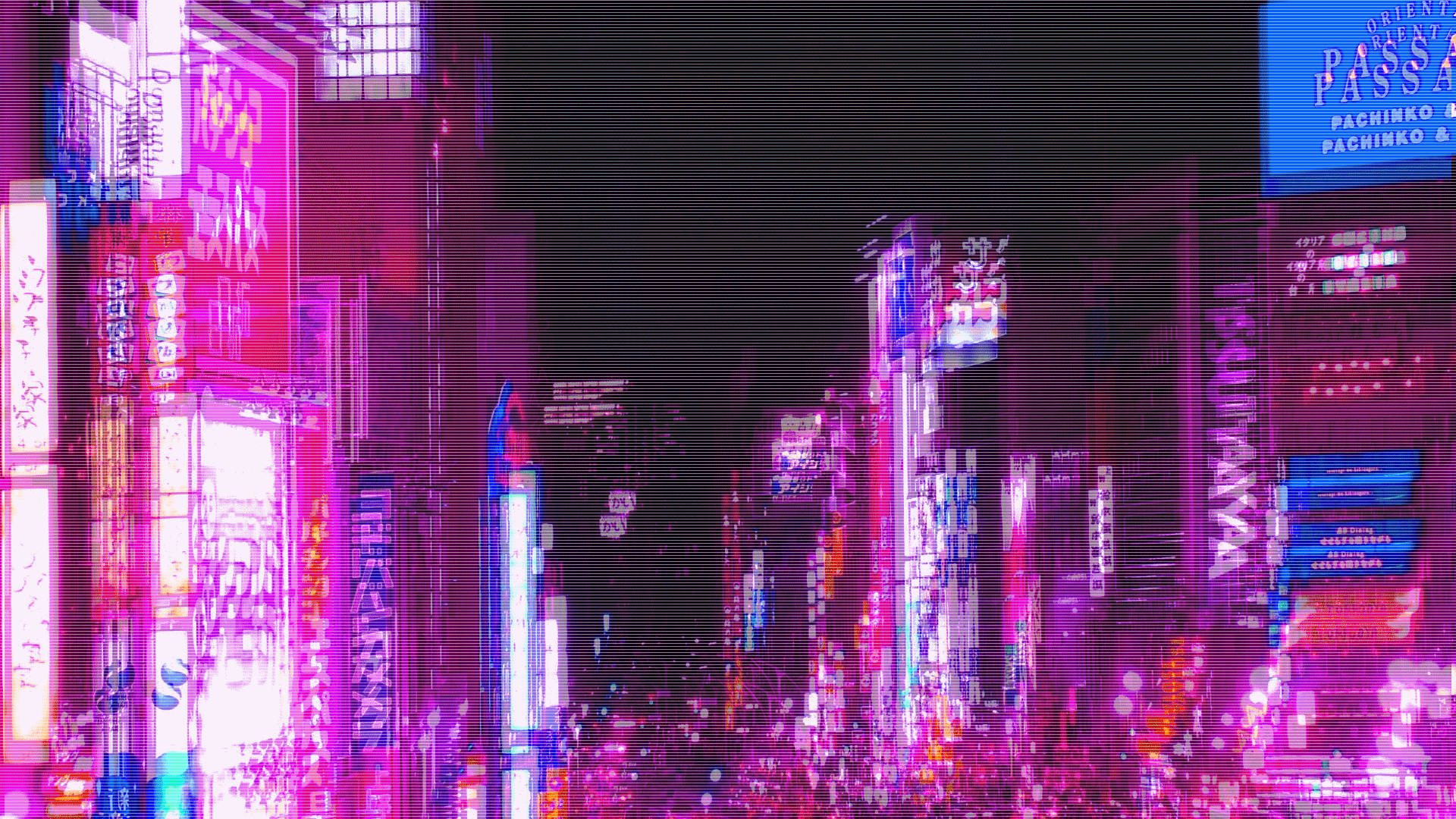 Neon Purple Aesthetic Cityscape Wallpaper