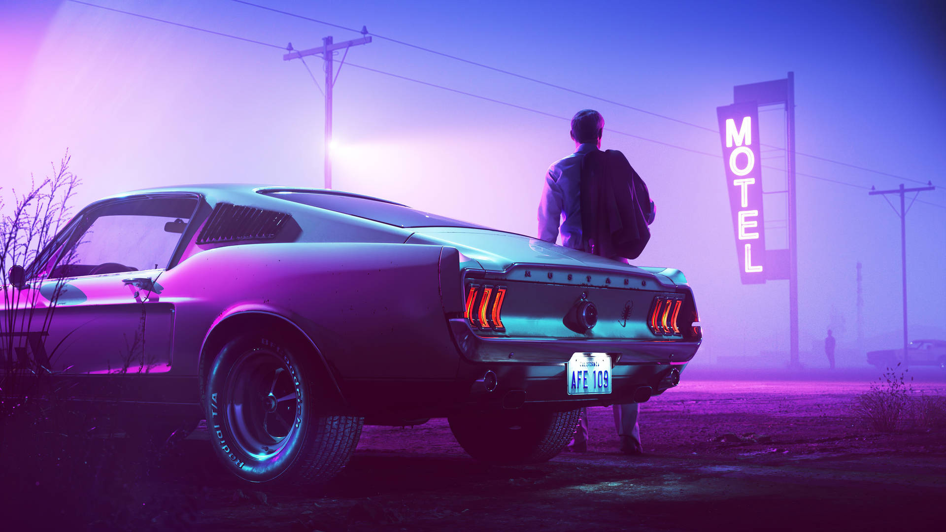 Neon Purple Aesthetic Ford Mustang Wallpaper