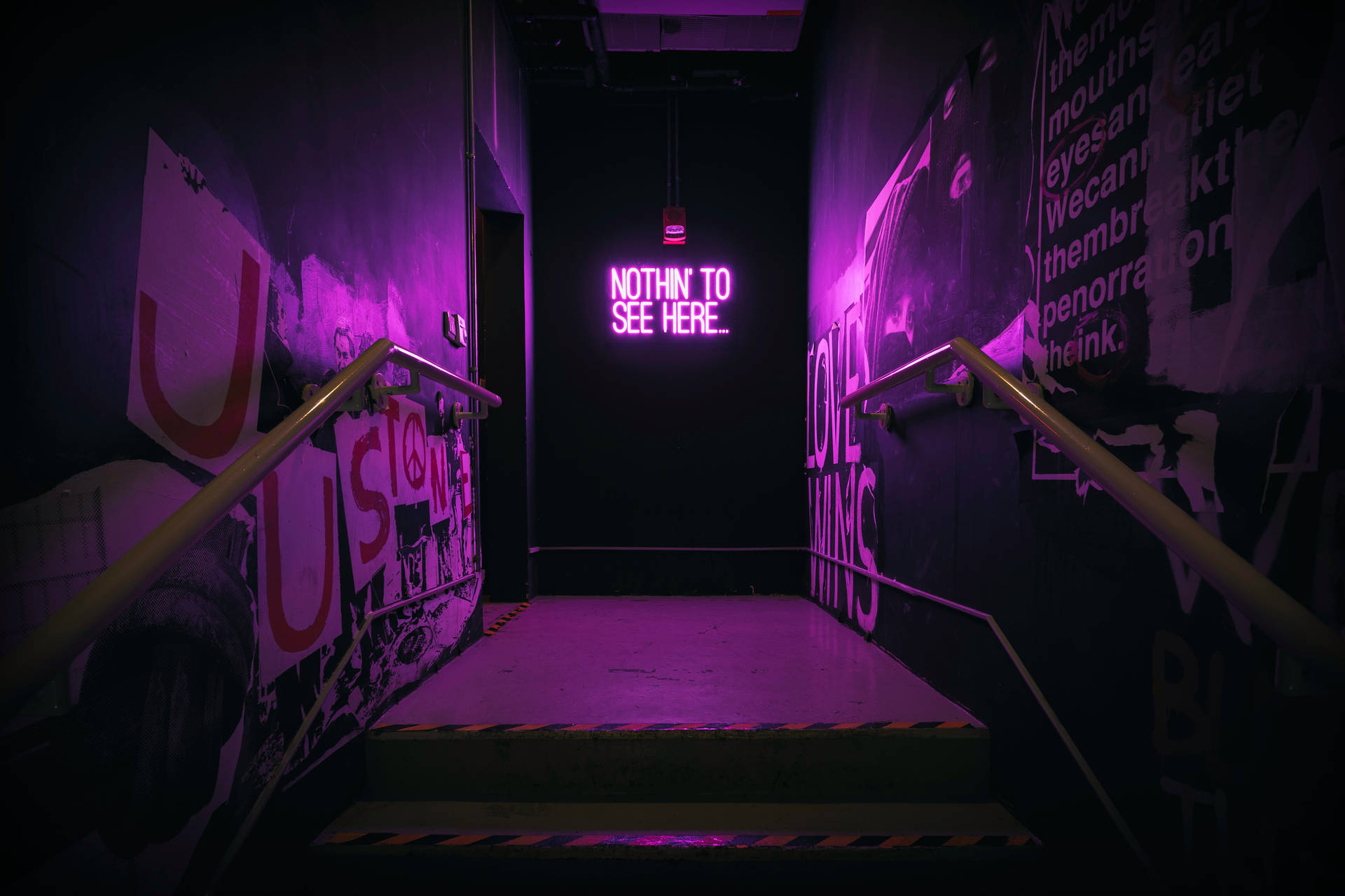 Neon Purple Aesthetic Nothing Sign Wallpaper