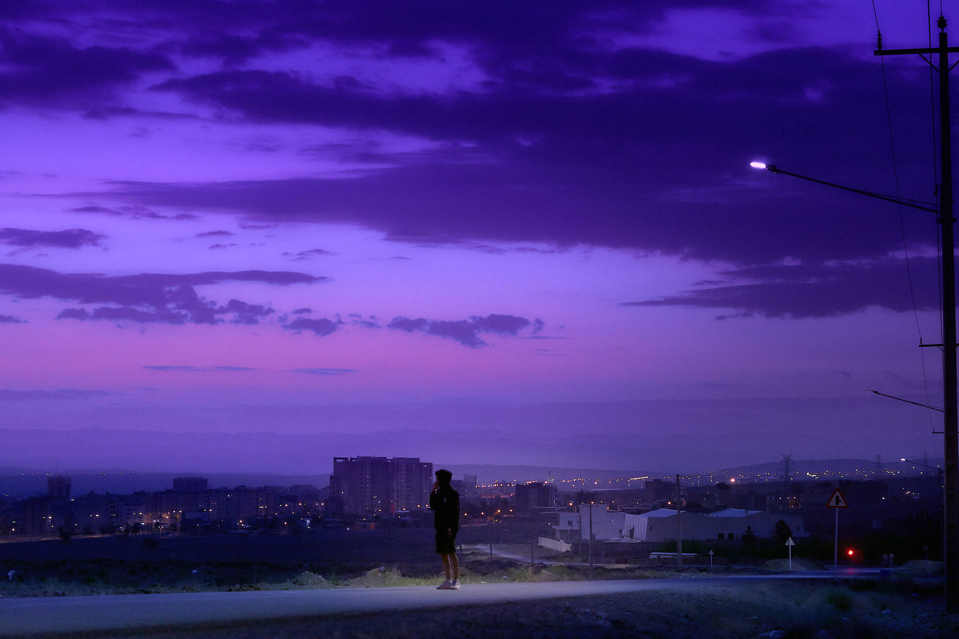 Neon Purple Aesthetic Of Night Sky Wallpaper