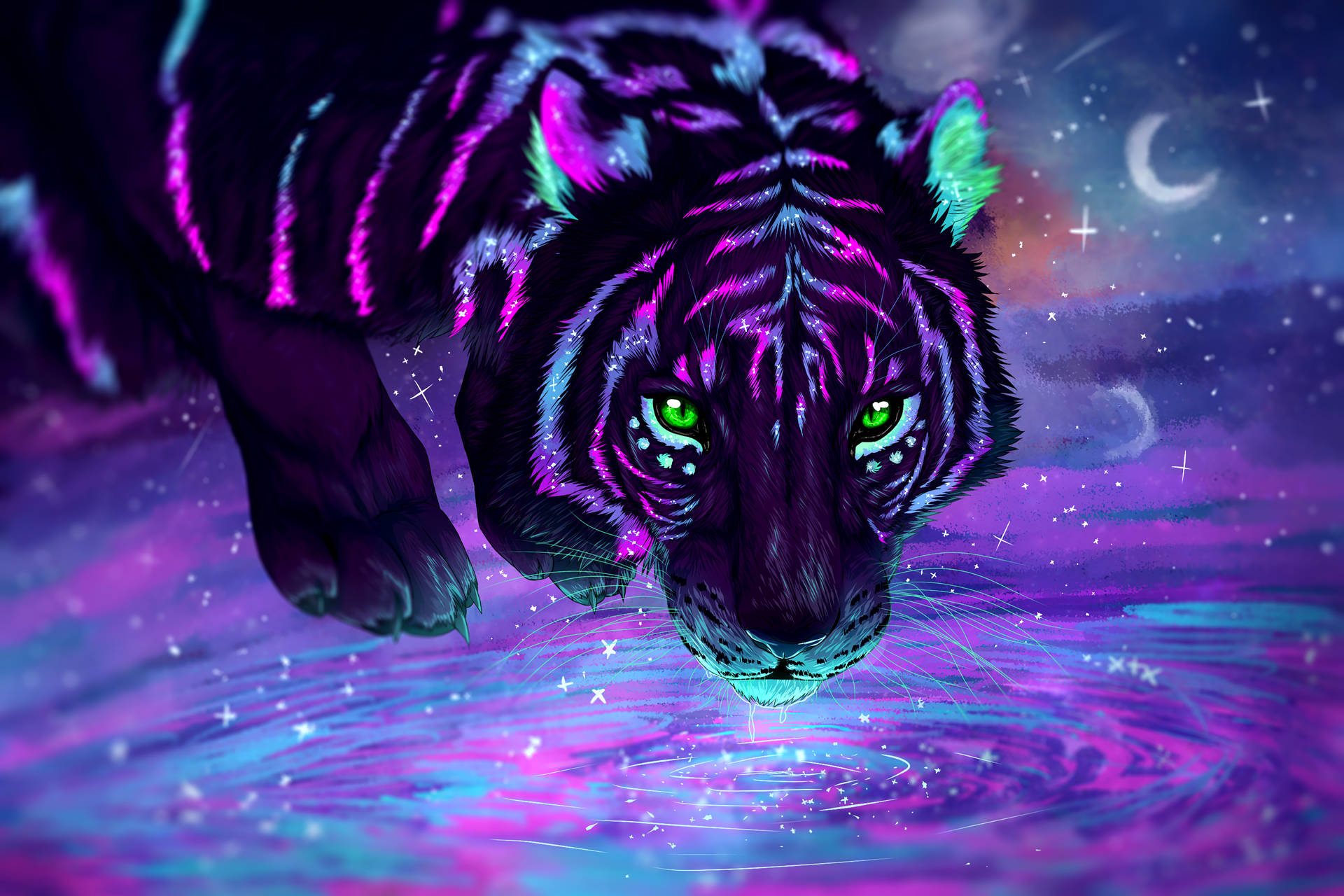 Neon Purple Aesthetic Tiger Wallpaper