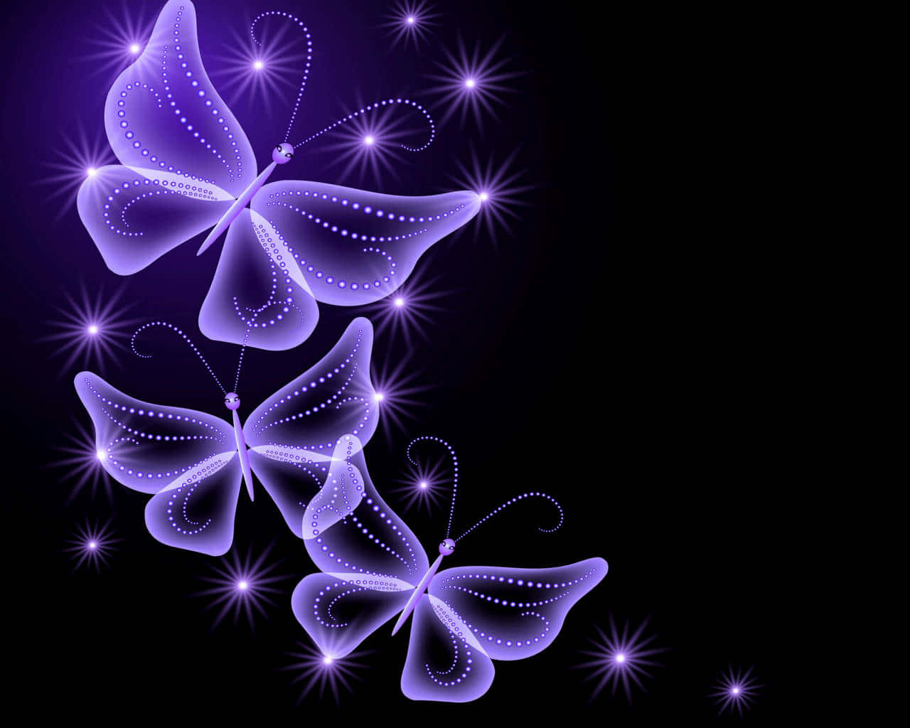 Neon Purple Butterflies Aesthetic Wallpaper