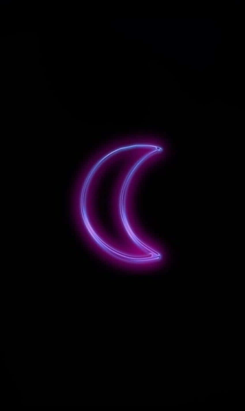 Neon Purple Crescent Moon Wallpaper