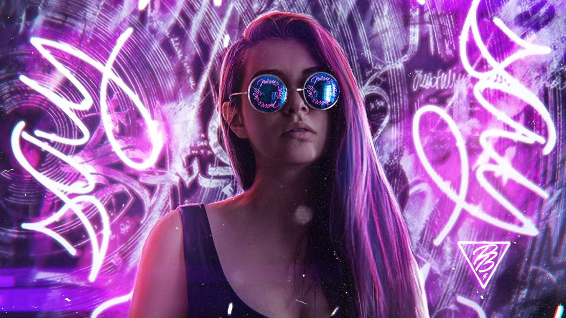 Neon Purple Cute Woman Background