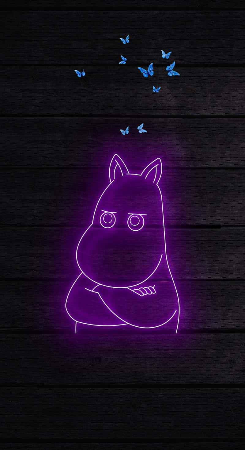 Neon Purple Hippo Wall Art Wallpaper