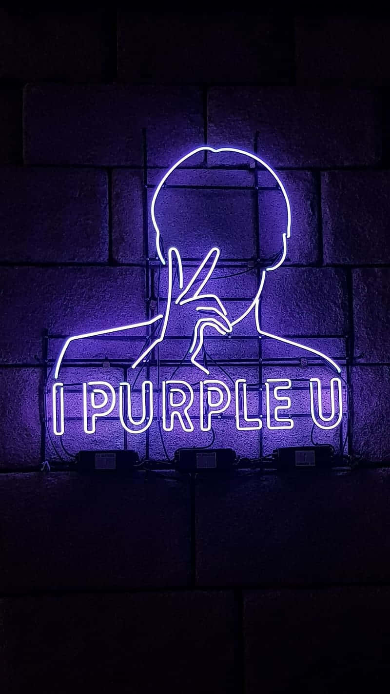 Neon Purple Love Sign Wall Art Wallpaper