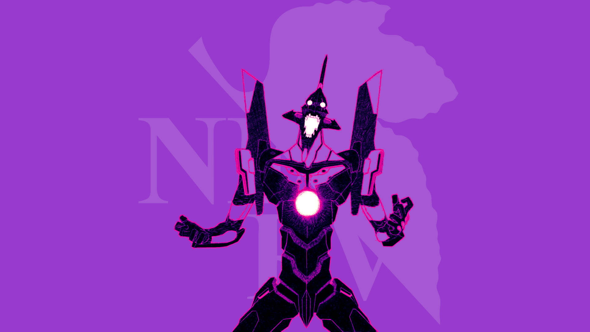 Neon Purple Robot Wallpaper