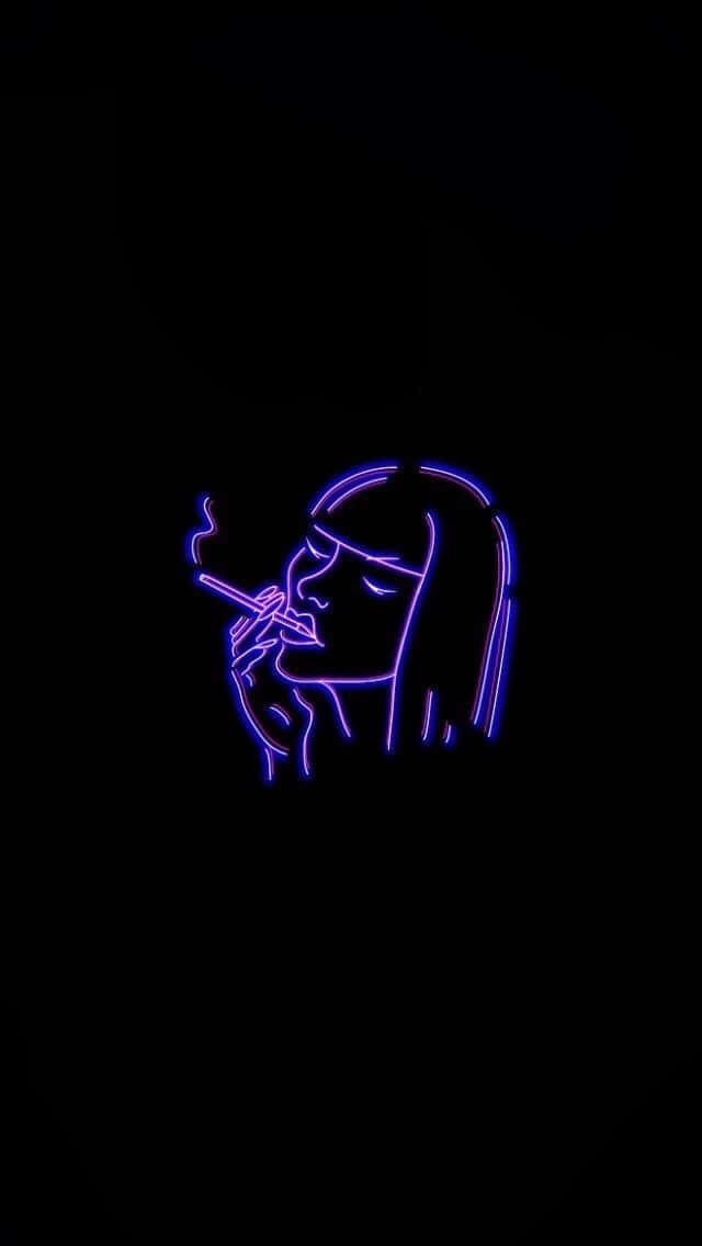 Neon Purple Smoking Silhouette Wallpaper