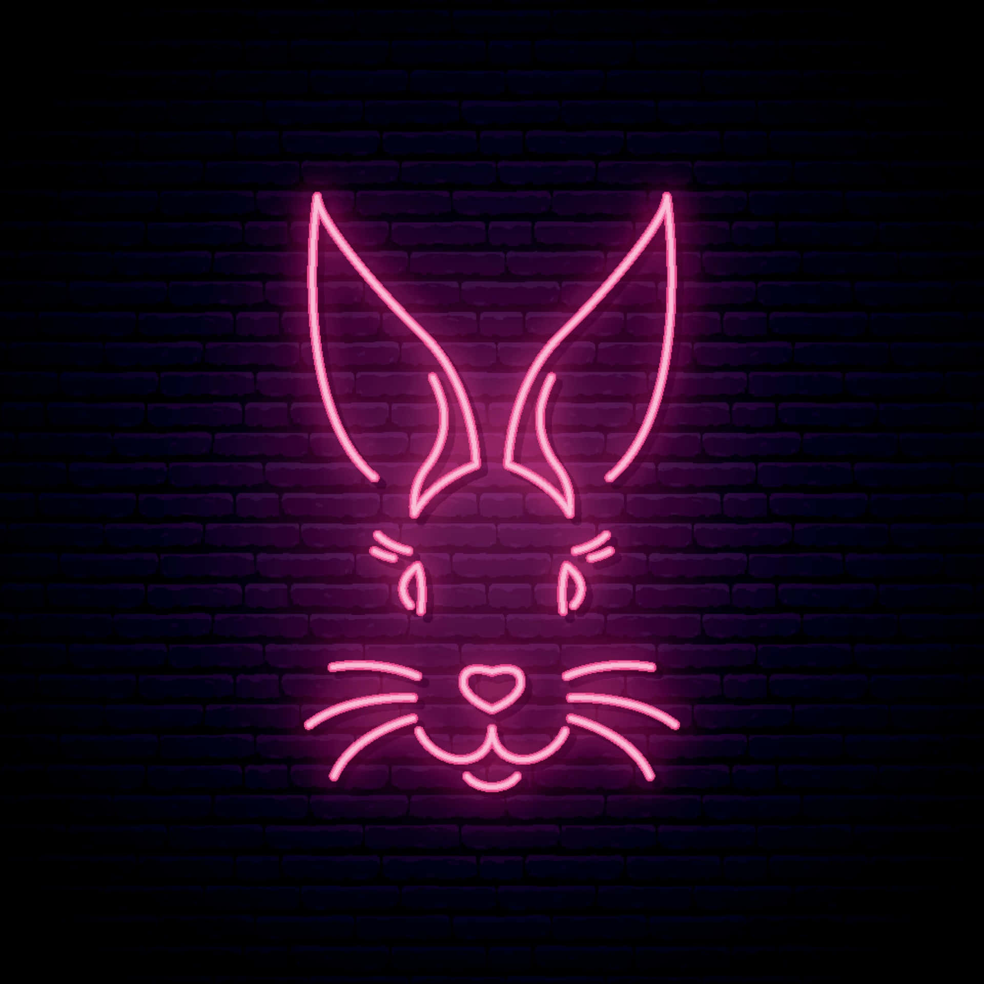 Neon Rabbit Logoon Brick Wall Wallpaper