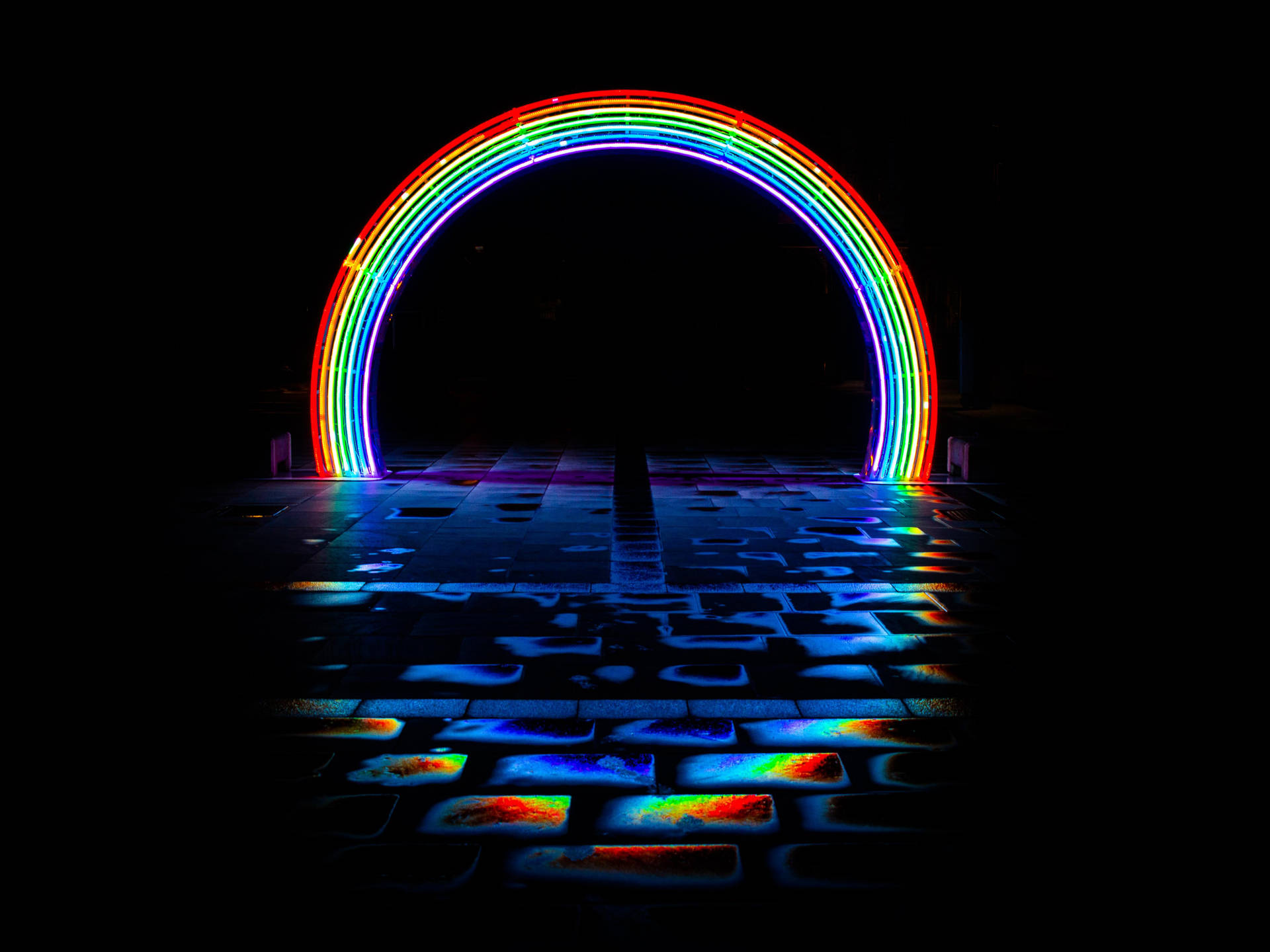 Neon Rainbow Aesthetic Arc Wallpaper