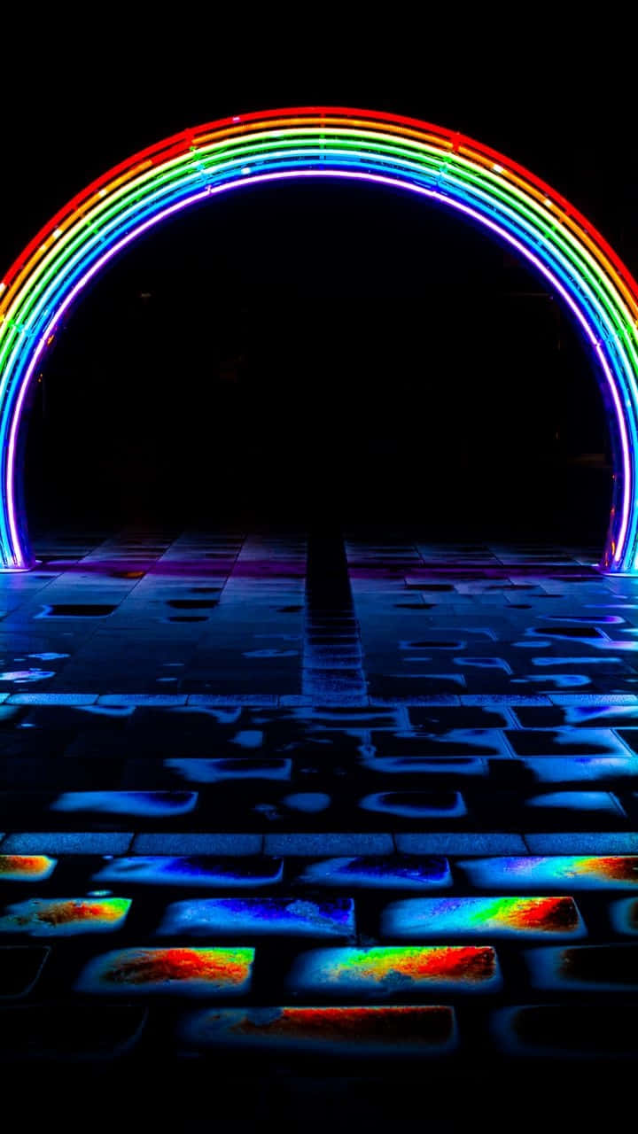 Neon Rainbow Arch Night Wallpaper