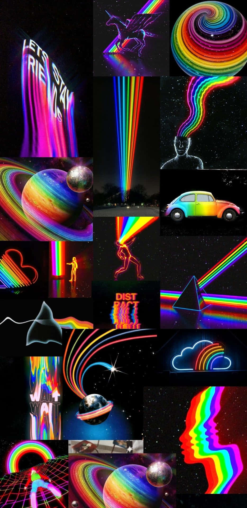 Neon Rainbow Collage Wallpaper