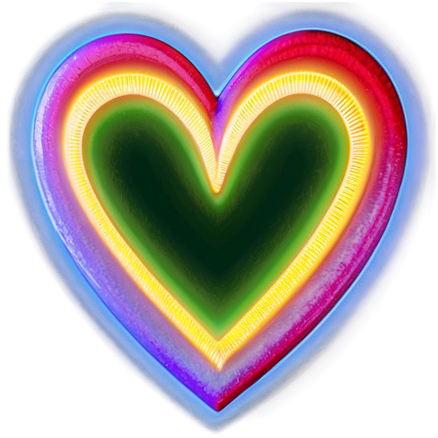 Neon Rainbow Heart Png 06252024 PNG