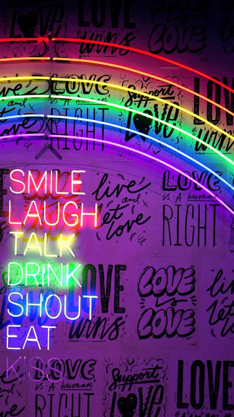 Neon Rainbow Inspirational Words Wallpaper