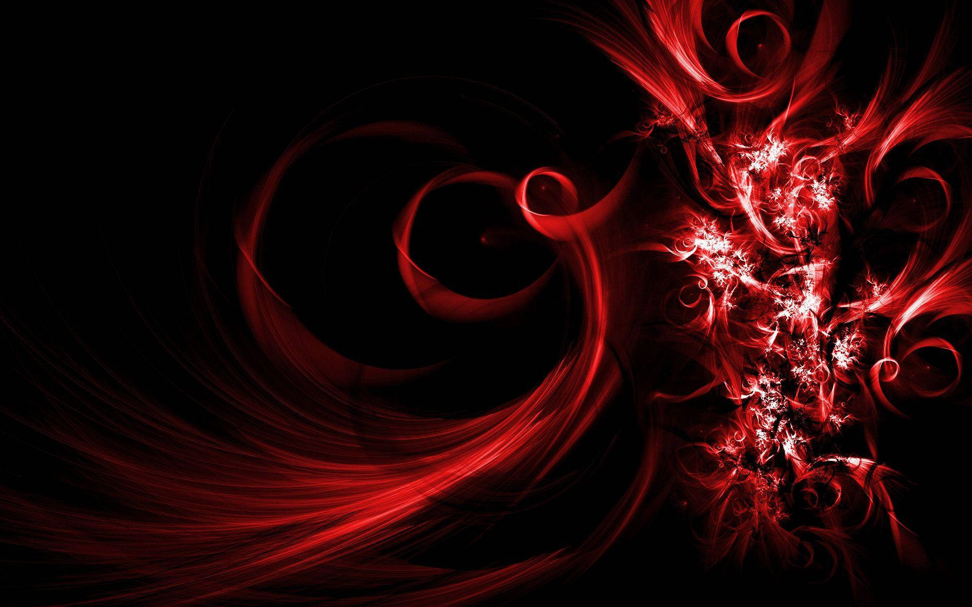 Neon Red Abstract Swirls Wallpaper