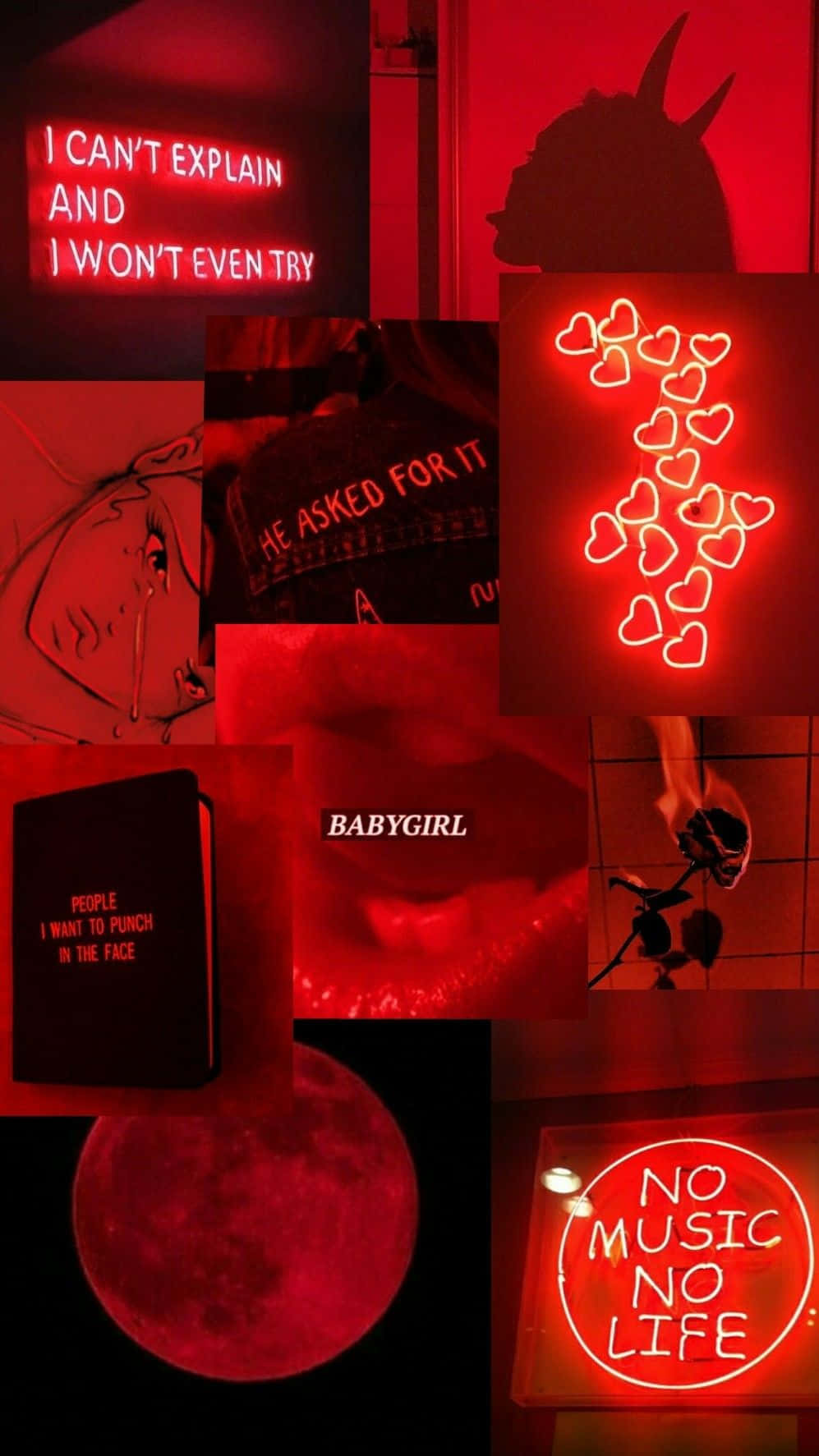 Neon red aesthetic at night. Wallpaper
