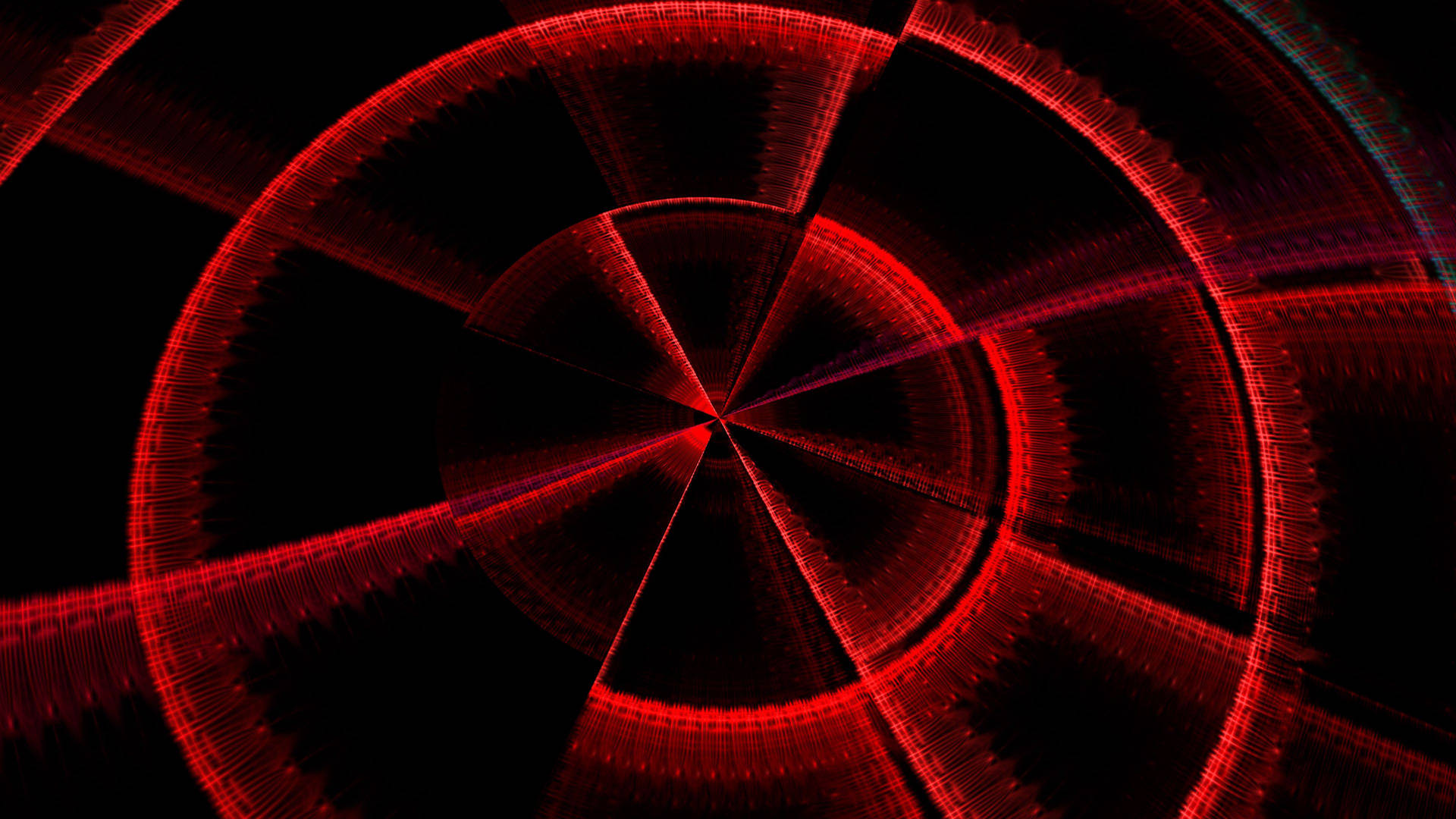Neon Red And Black Fractal Circle Wallpaper