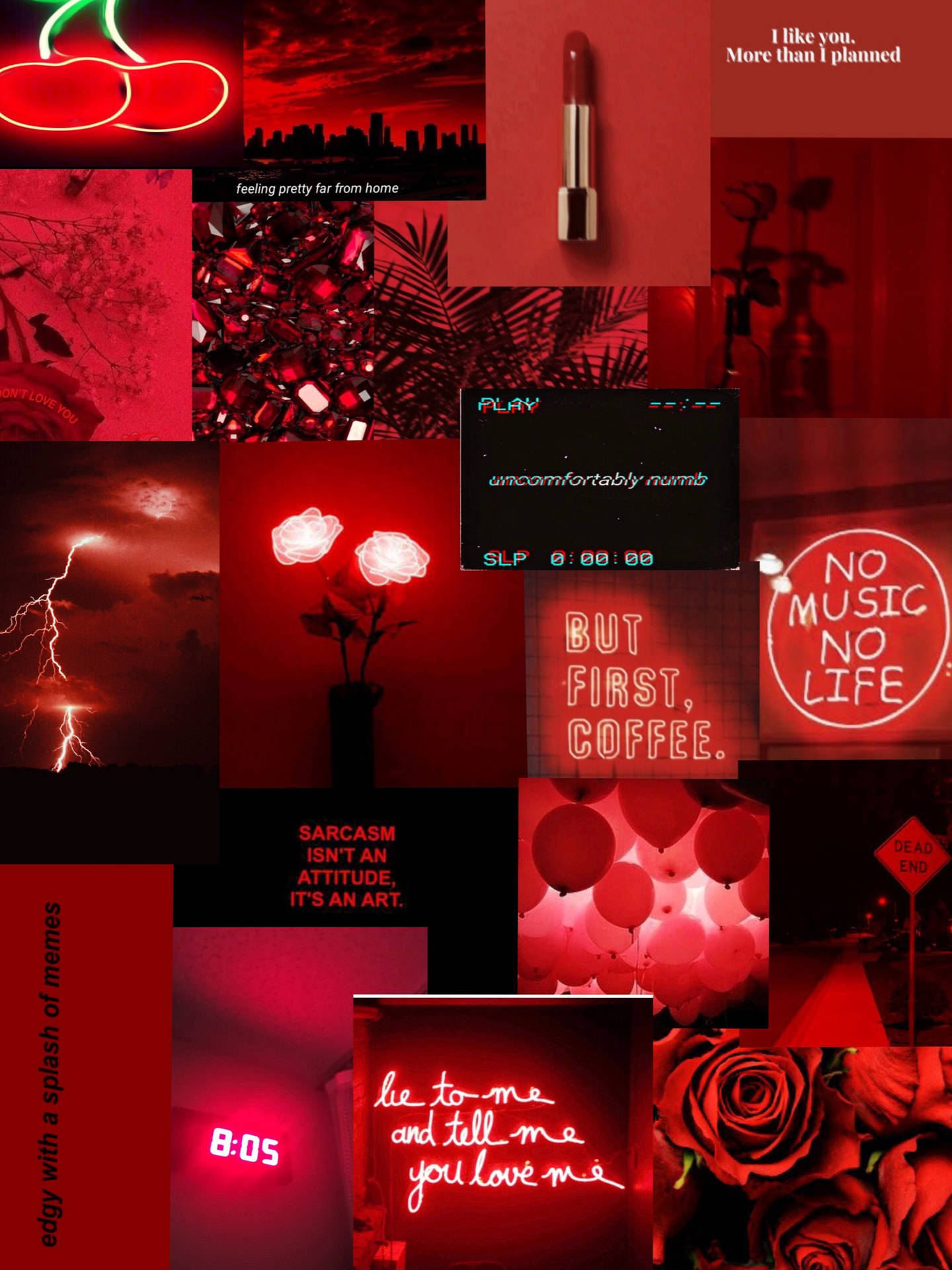 Neon Red Baddie Collage Wallpaper