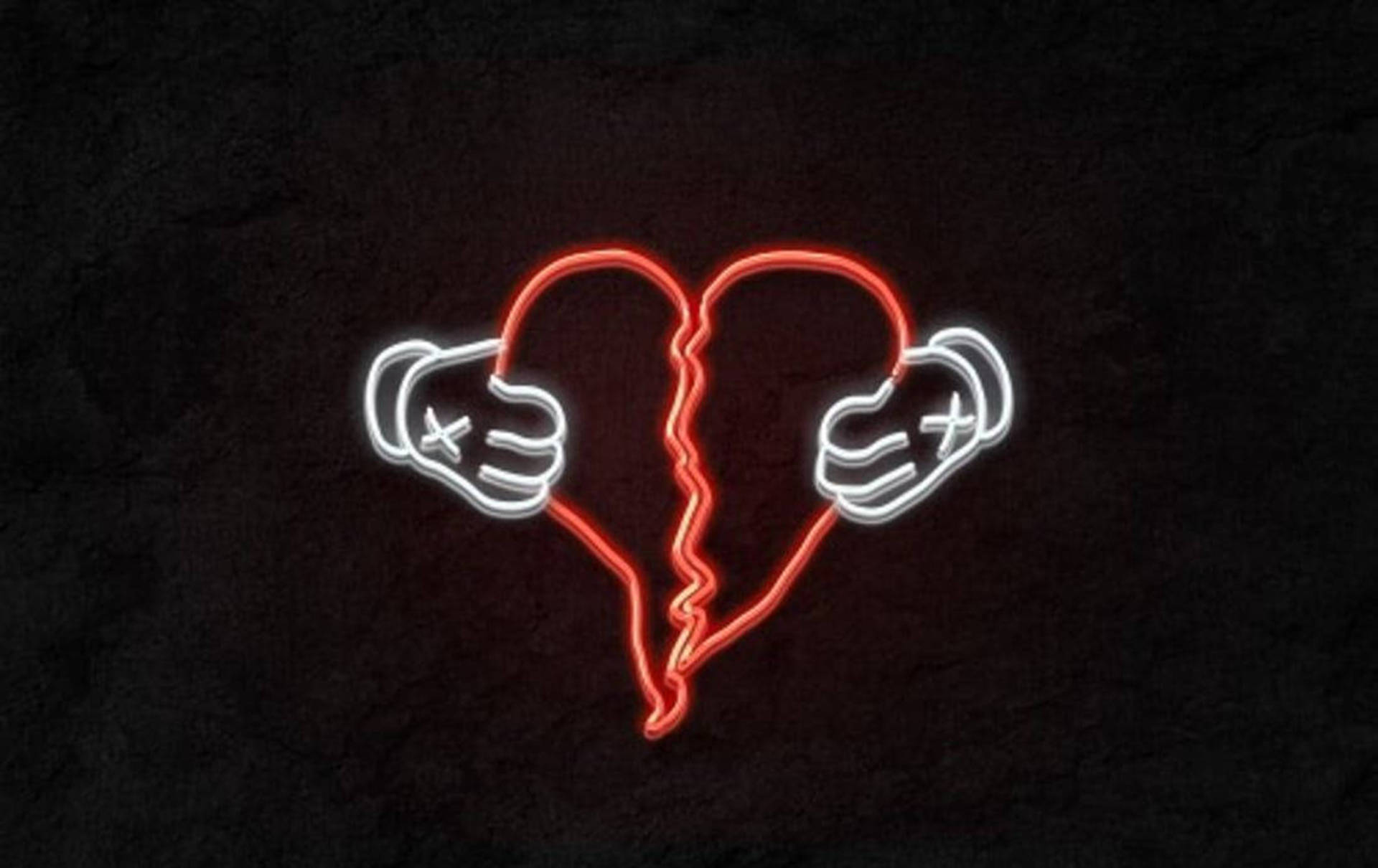 Neon Red Broken Heart 4k Wallpaper