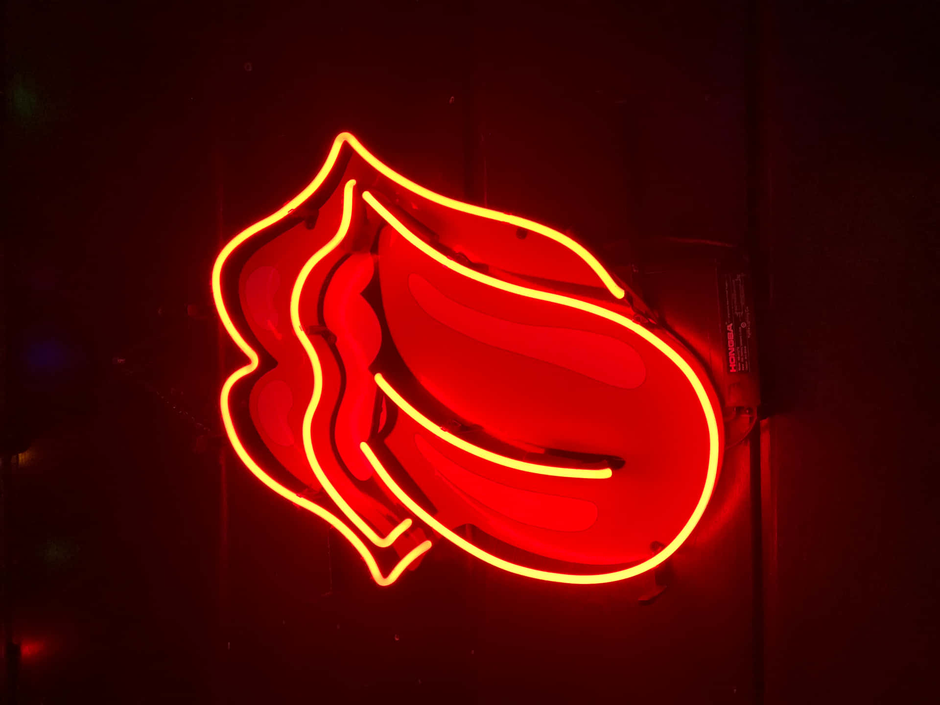 Neon Red Lips Tongue Out Wallpaper
