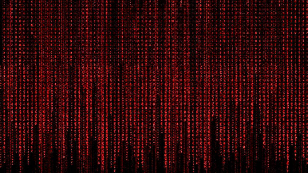 Red firefly streaks infuse the nightscape of the Matrix. Wallpaper