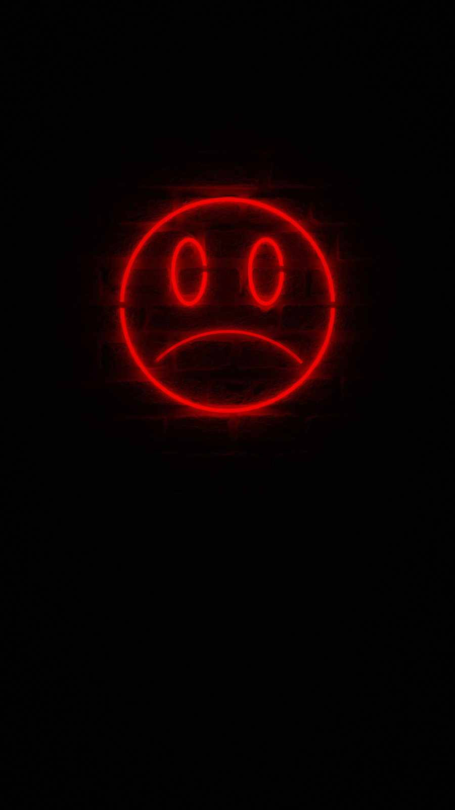 Neon Red Mood Off Sad Emoji