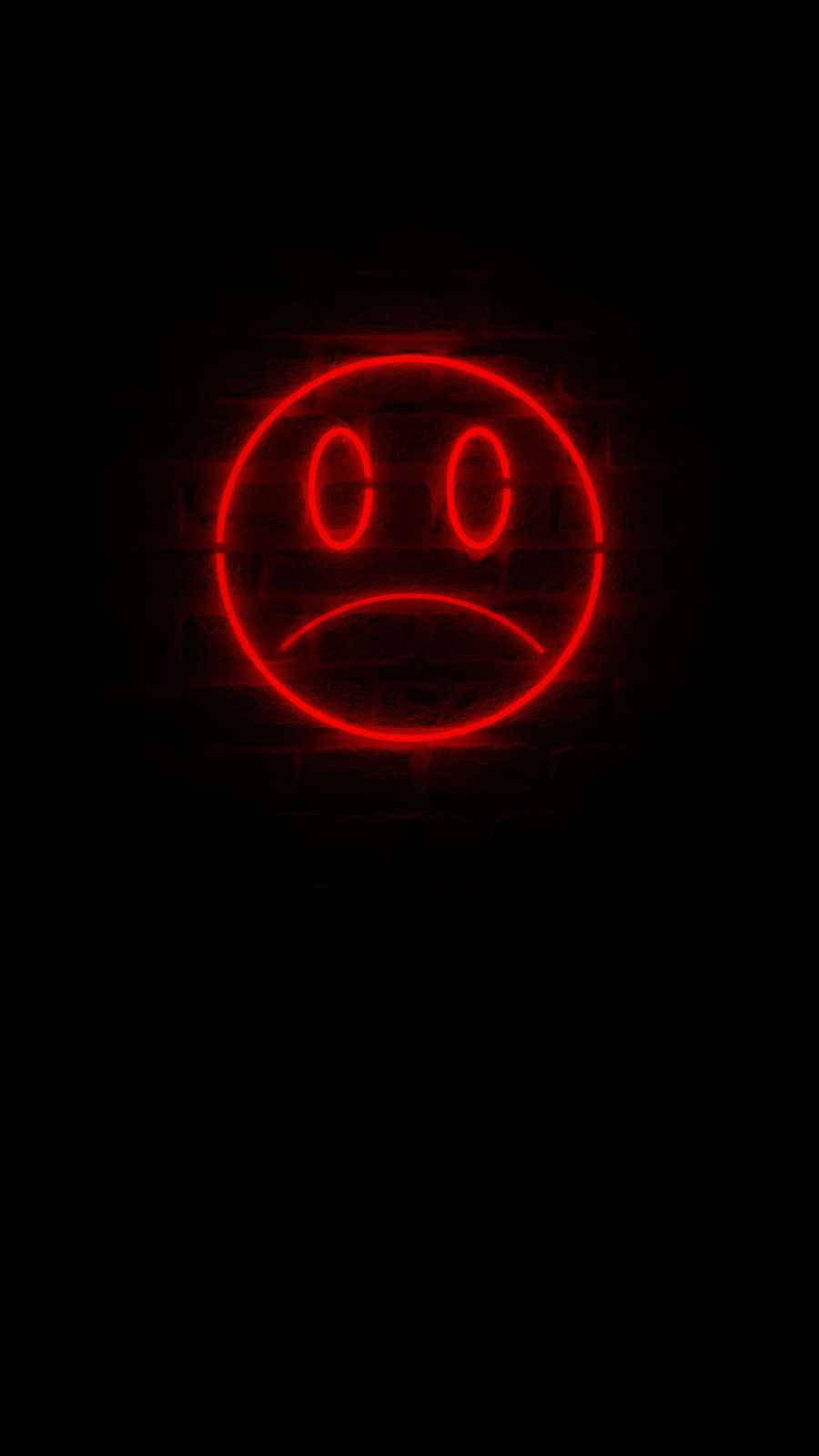 Download Neon Red Mood Off Sad Emoji Wallpaper | Wallpapers.com