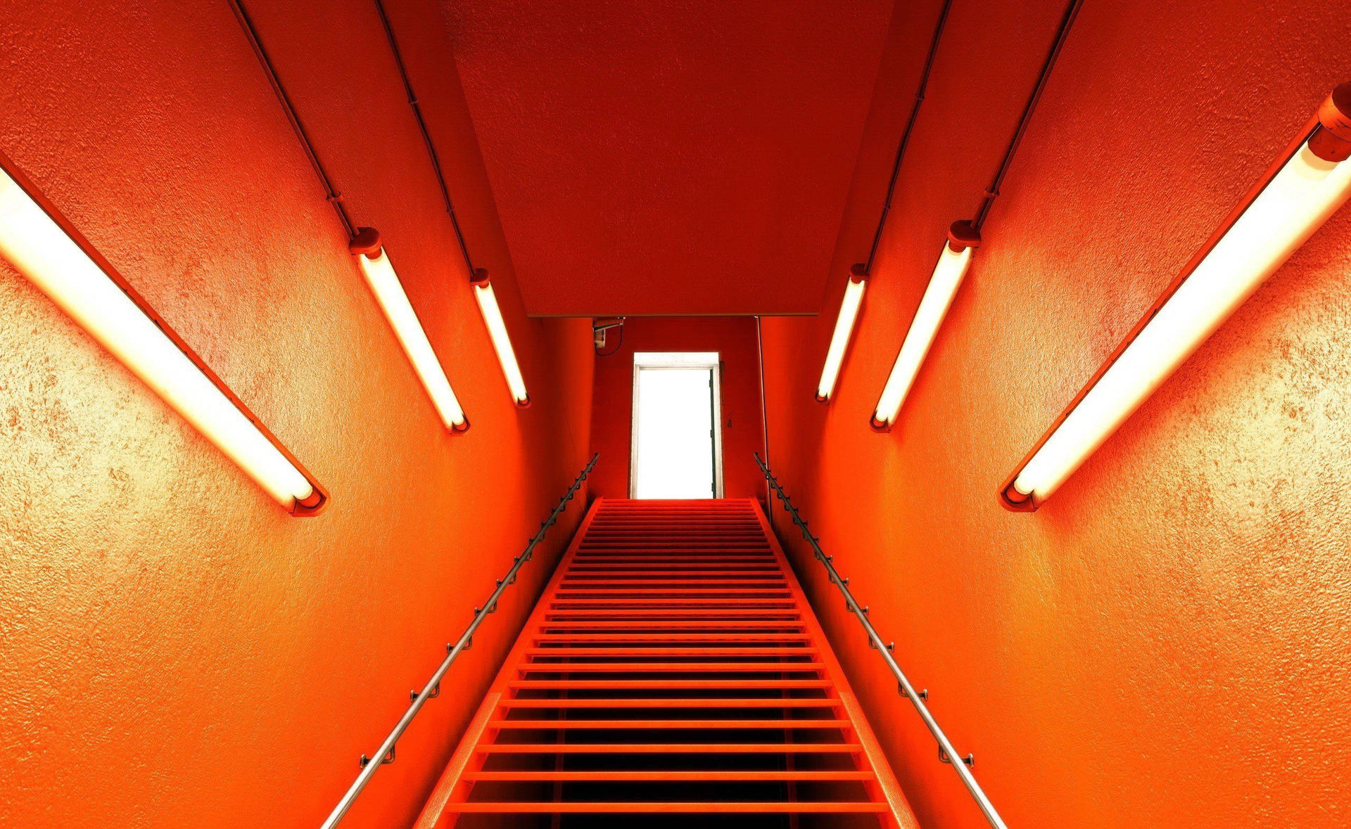 Neon Red Stairs Wallpaper