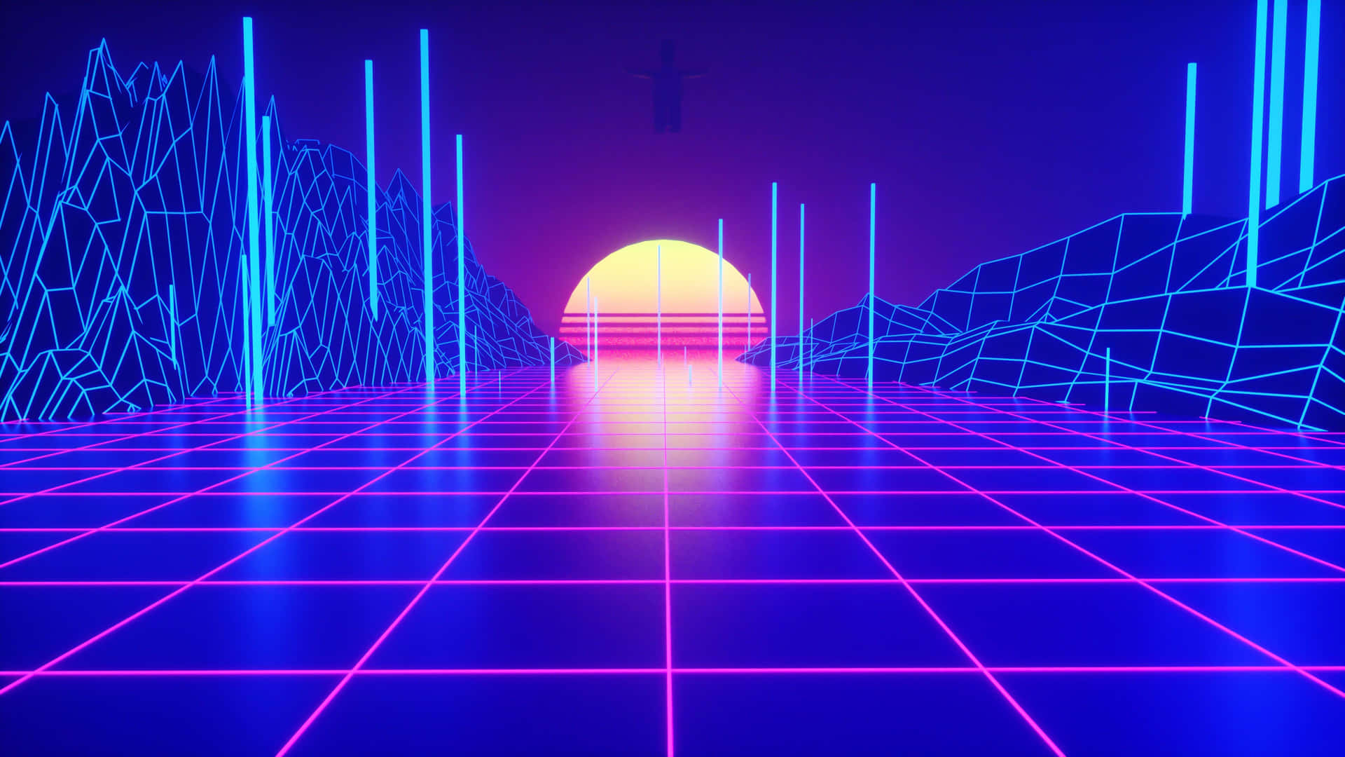 Neon Retro Synthwave Landscape Wallpaper