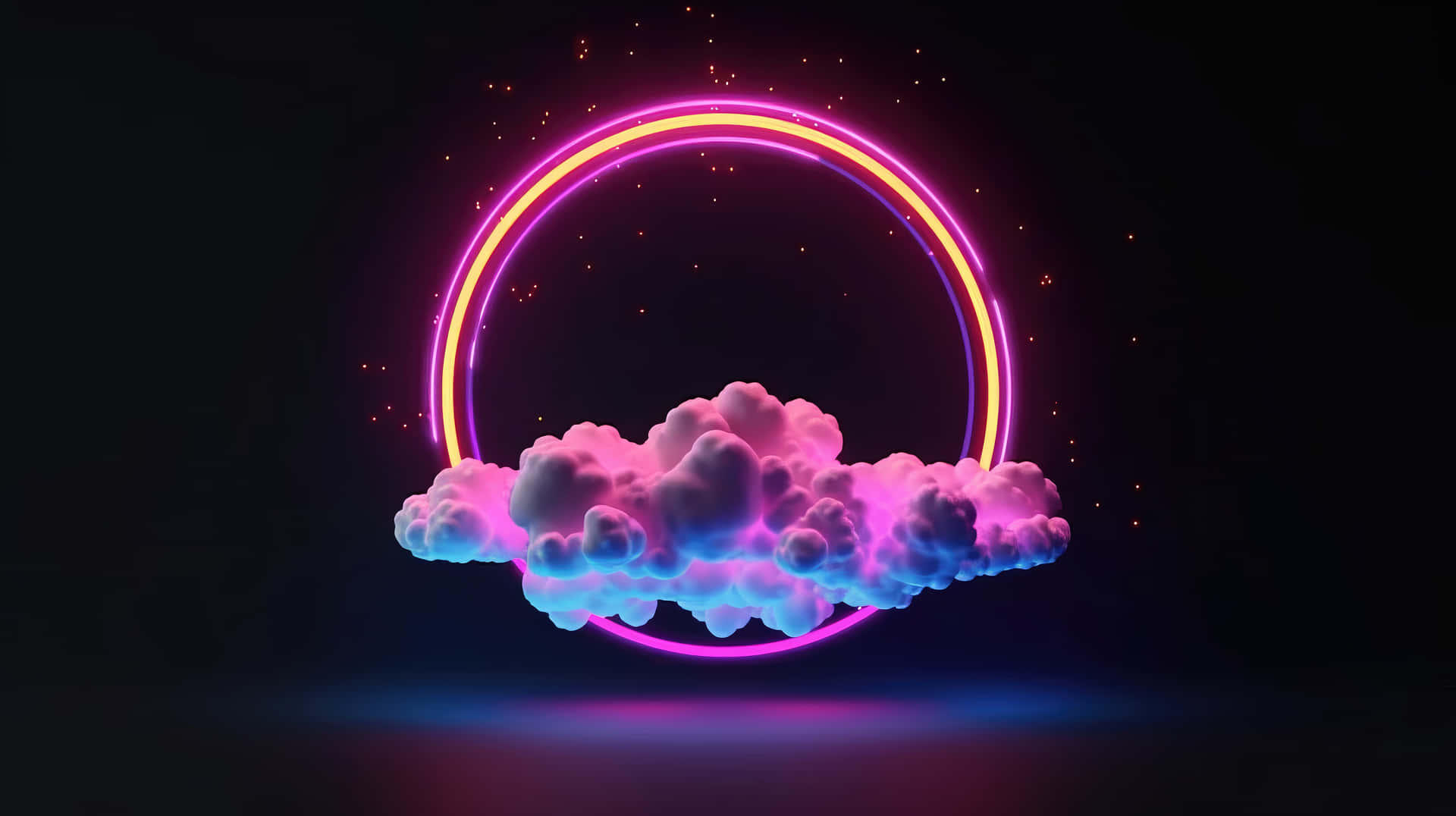 Neon Ring Clouds Fantasy Wallpaper