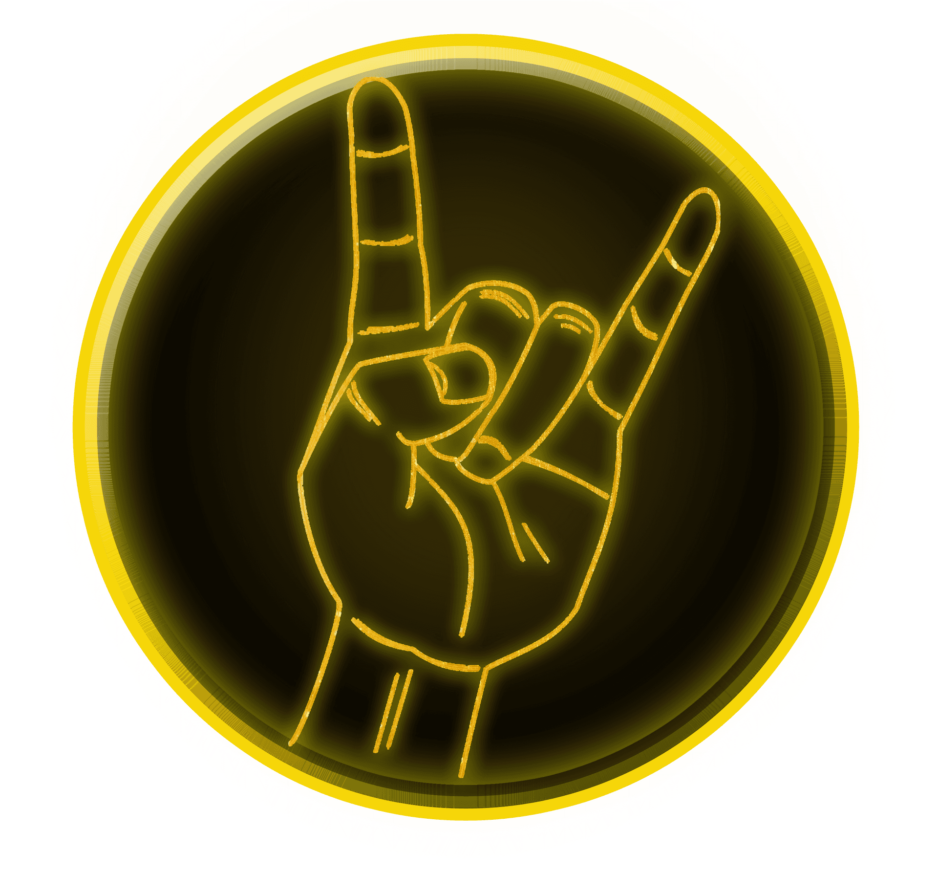 Neon Rock On Hand Sign PNG