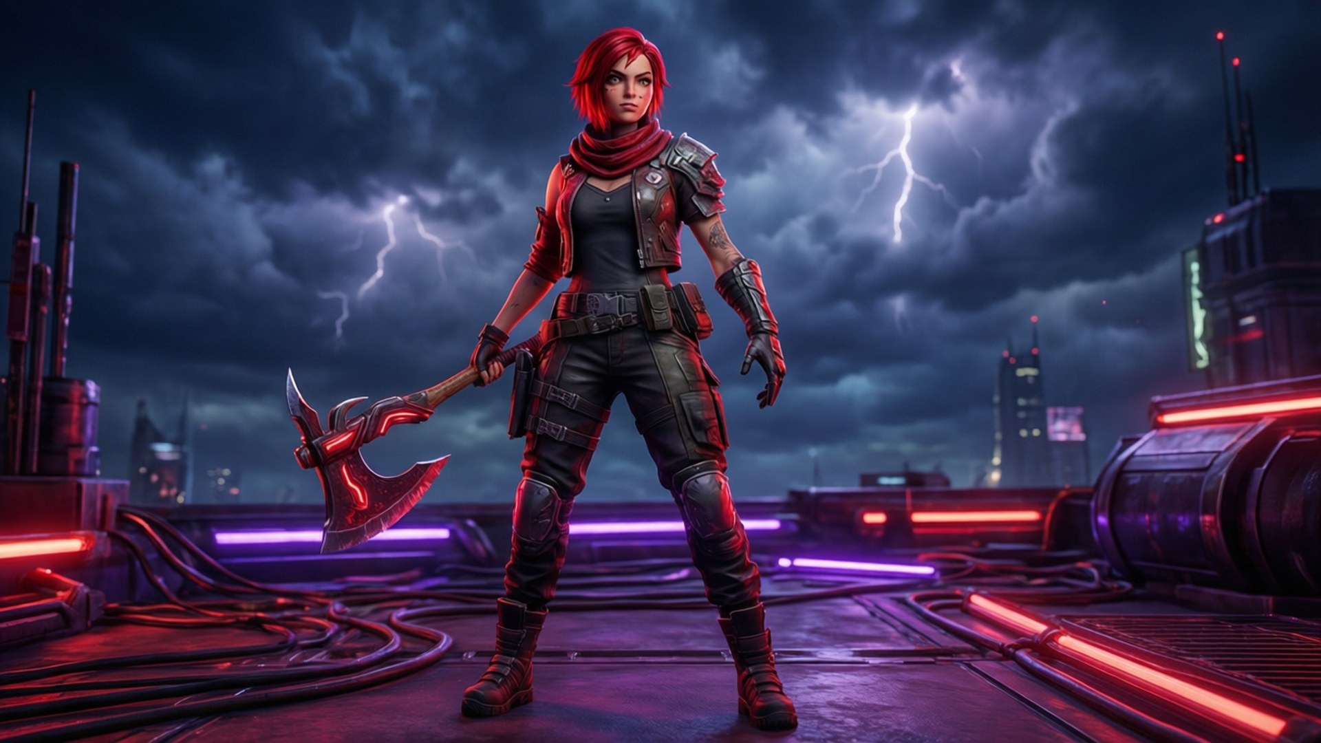 Neon Rooftop Ruby Achtergronden