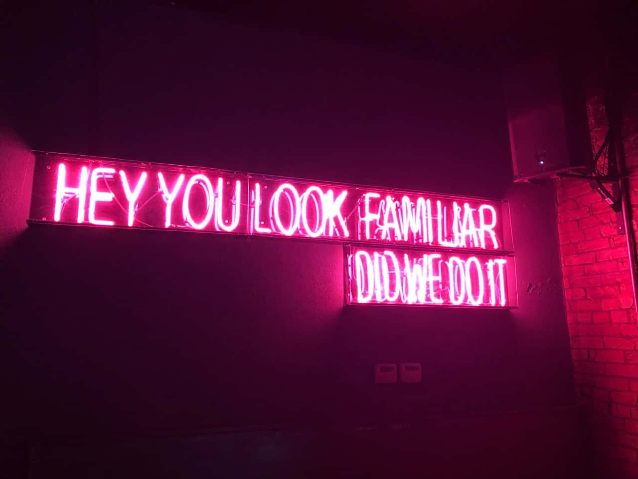 Neon Sign_ Hey You Look Familiar_ Did We Do It Wallpaper