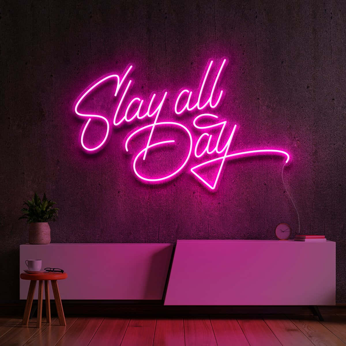 Neon Sign Slay All Day Wall Art Wallpaper