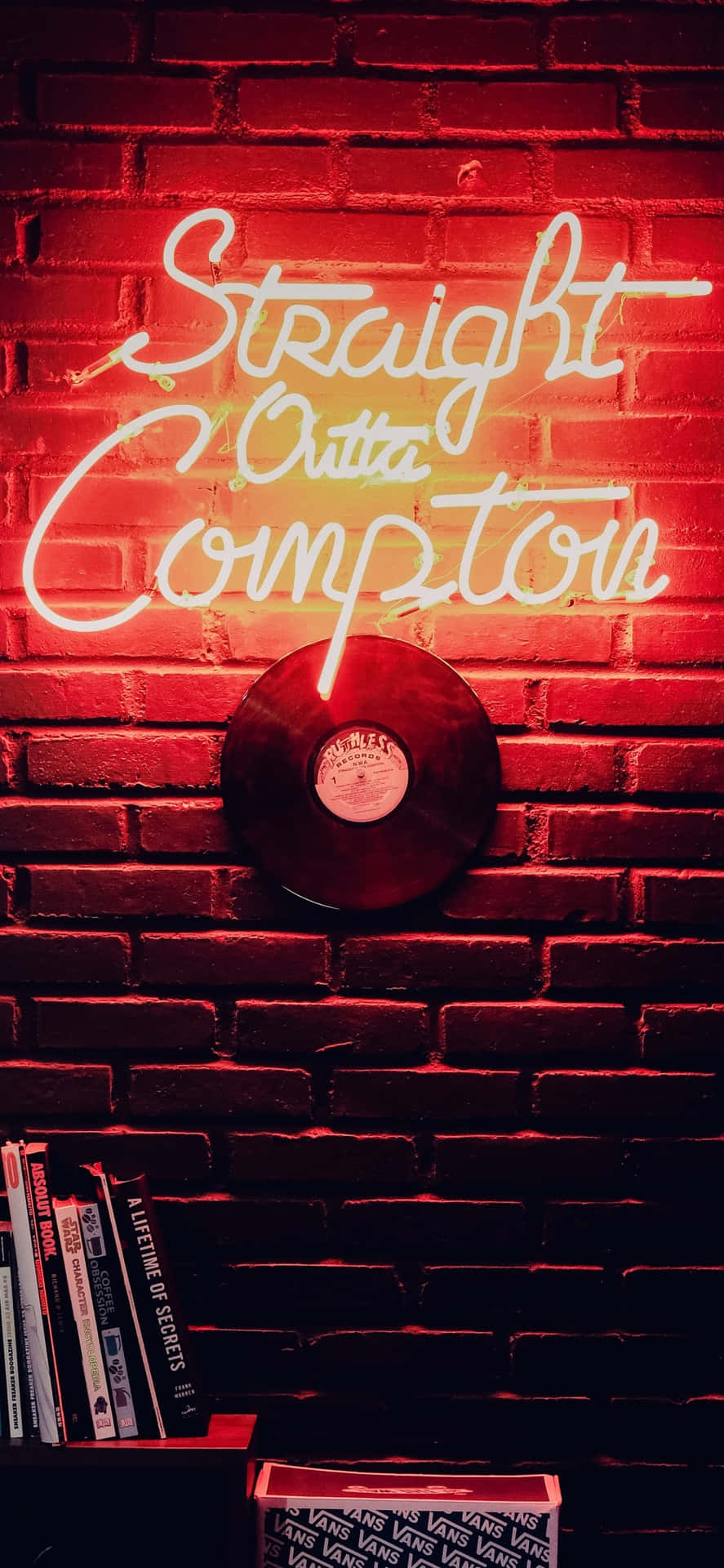 Neon Sign Straight Outta Compton Vinyl Wallpaper