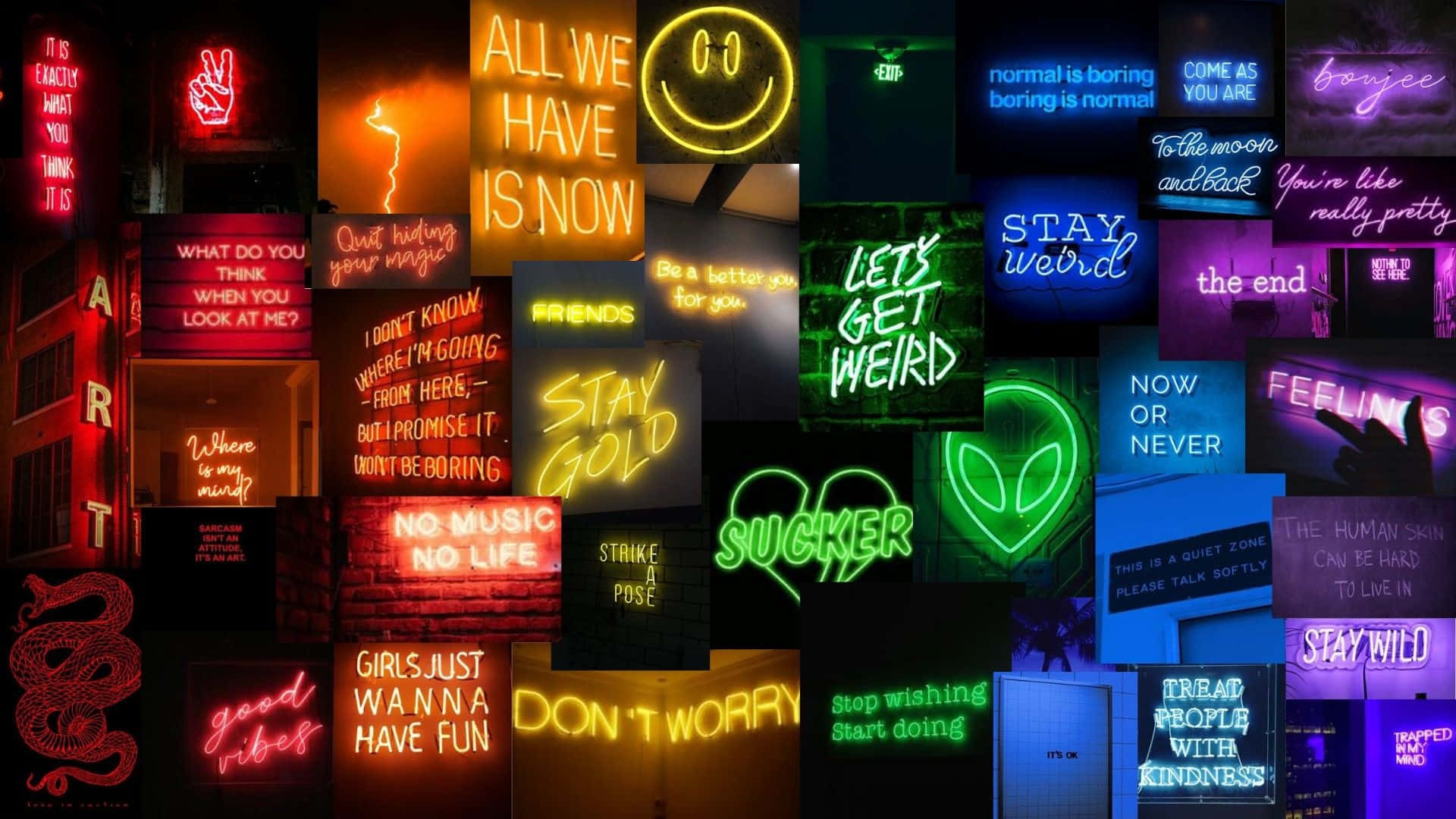 Neon Signs Collage Wallpaper