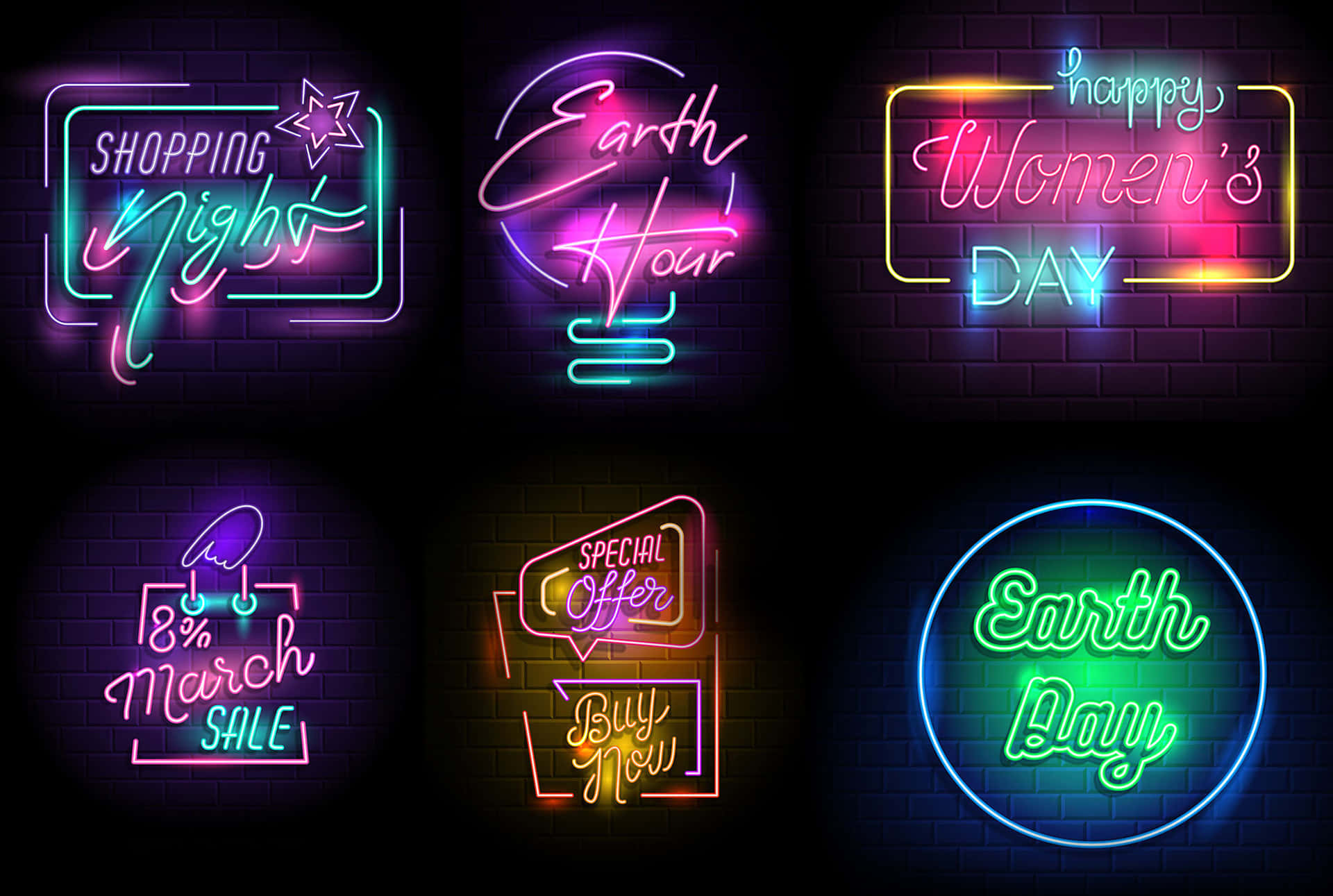 Neon Signs Collectionfor Eventsand Sales Wallpaper