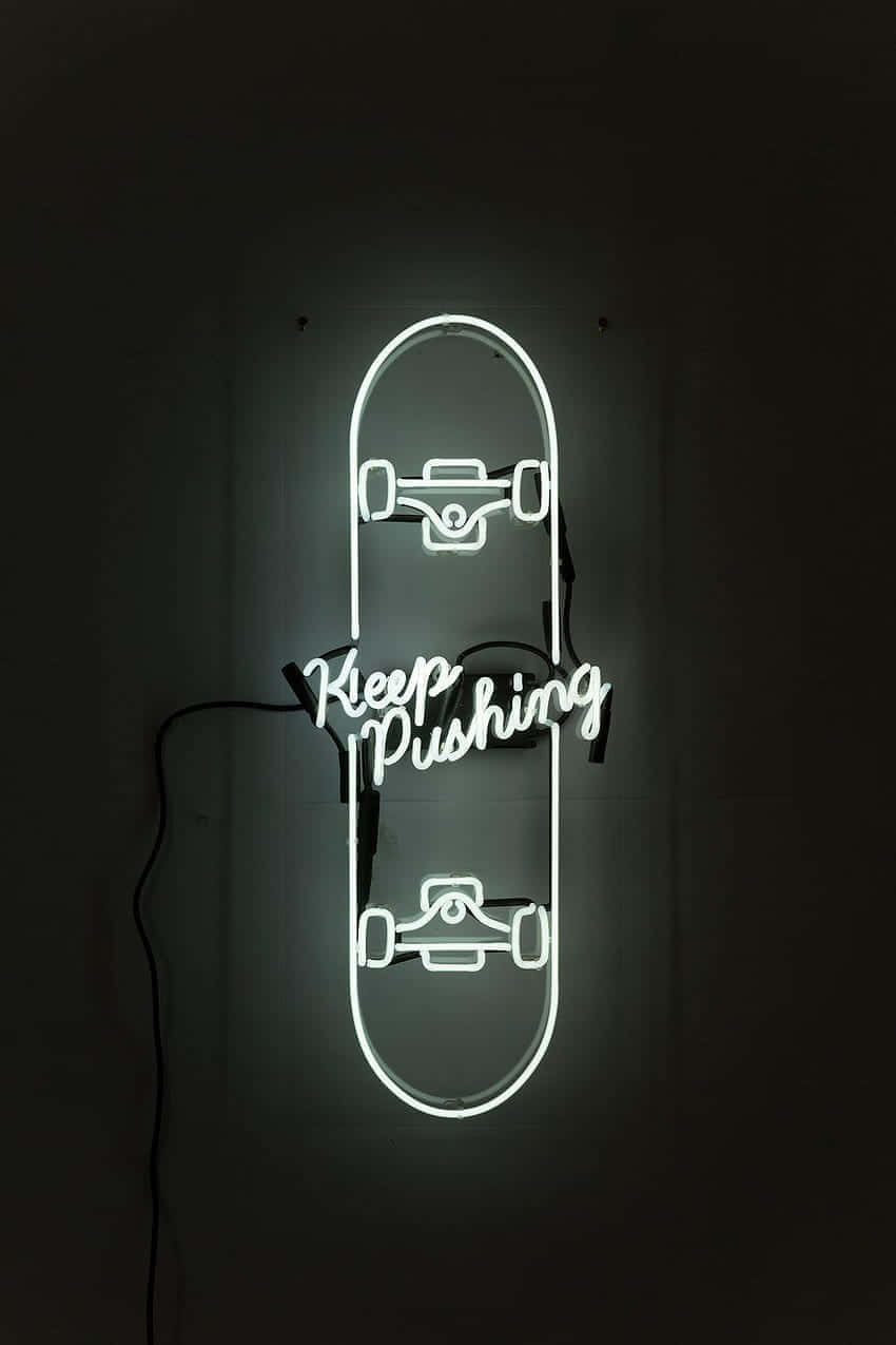 Neon Skateboard Motivation Art Wallpaper