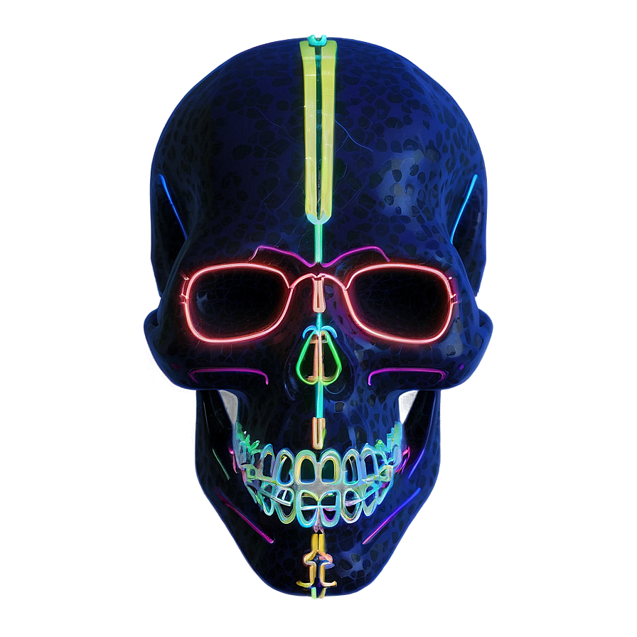 Neon Skull Artwork Png B PNG