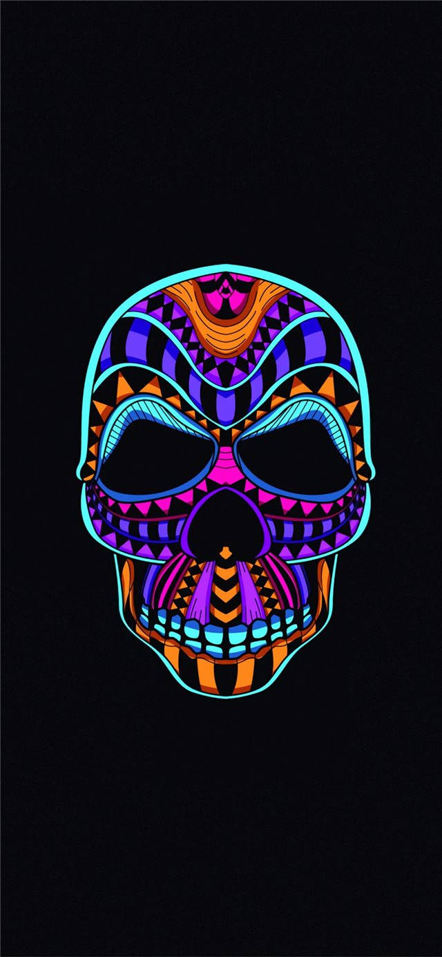 Neon Skull Iphone Ios 10 Wallpaper