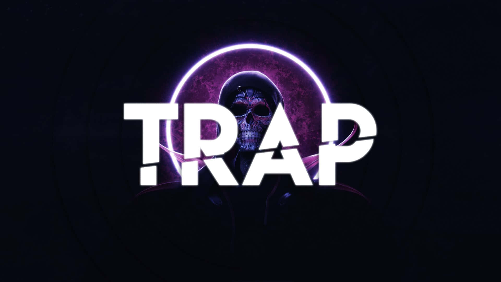 Neon Skull Trap Music Background Wallpaper