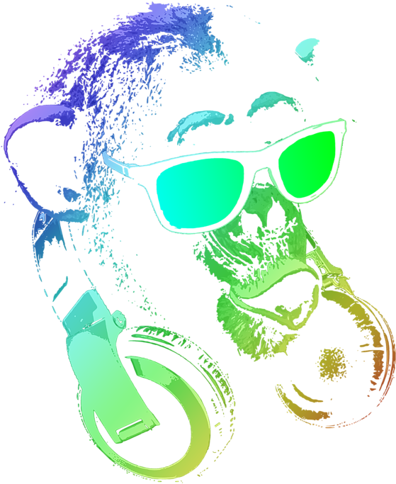 Neon Skullwith Headphonesand Sunglasses PNG